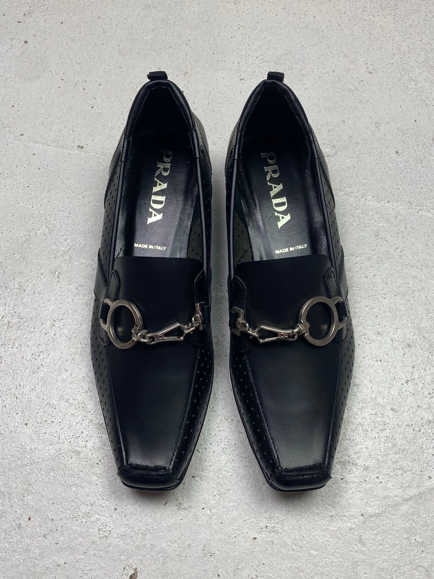 SS 00 Prada Perforated Leather Loafers