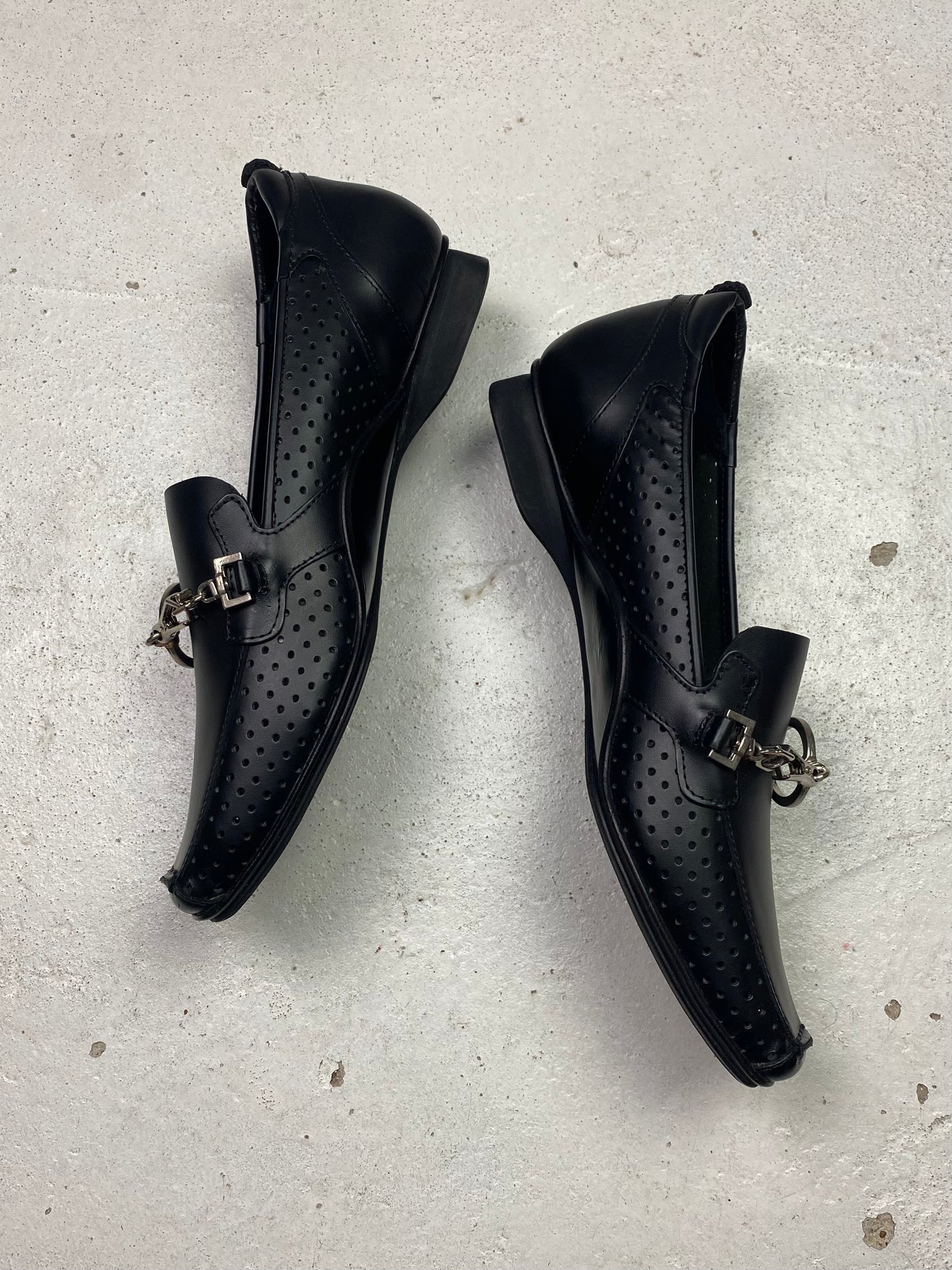 SS 00 Prada Perforated Leather Loafers