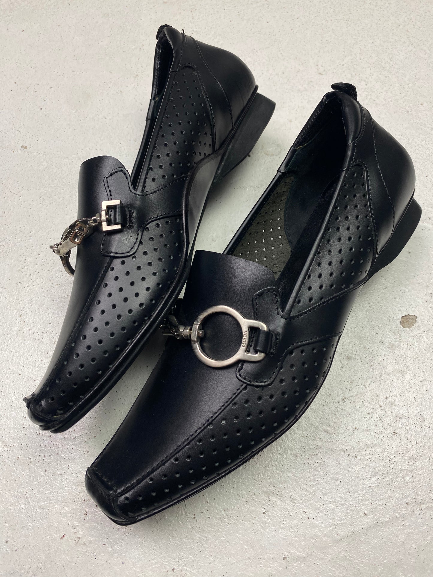 SS 00 Prada Perforated Leather Loafers