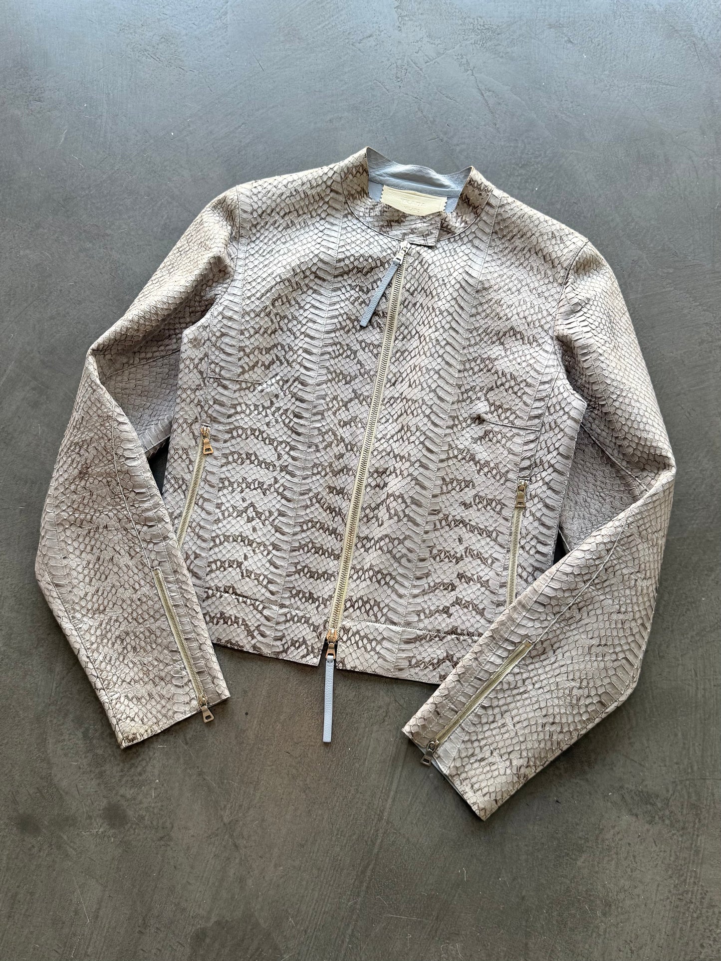 SS 00 Prada Python Leather Moto Jacket