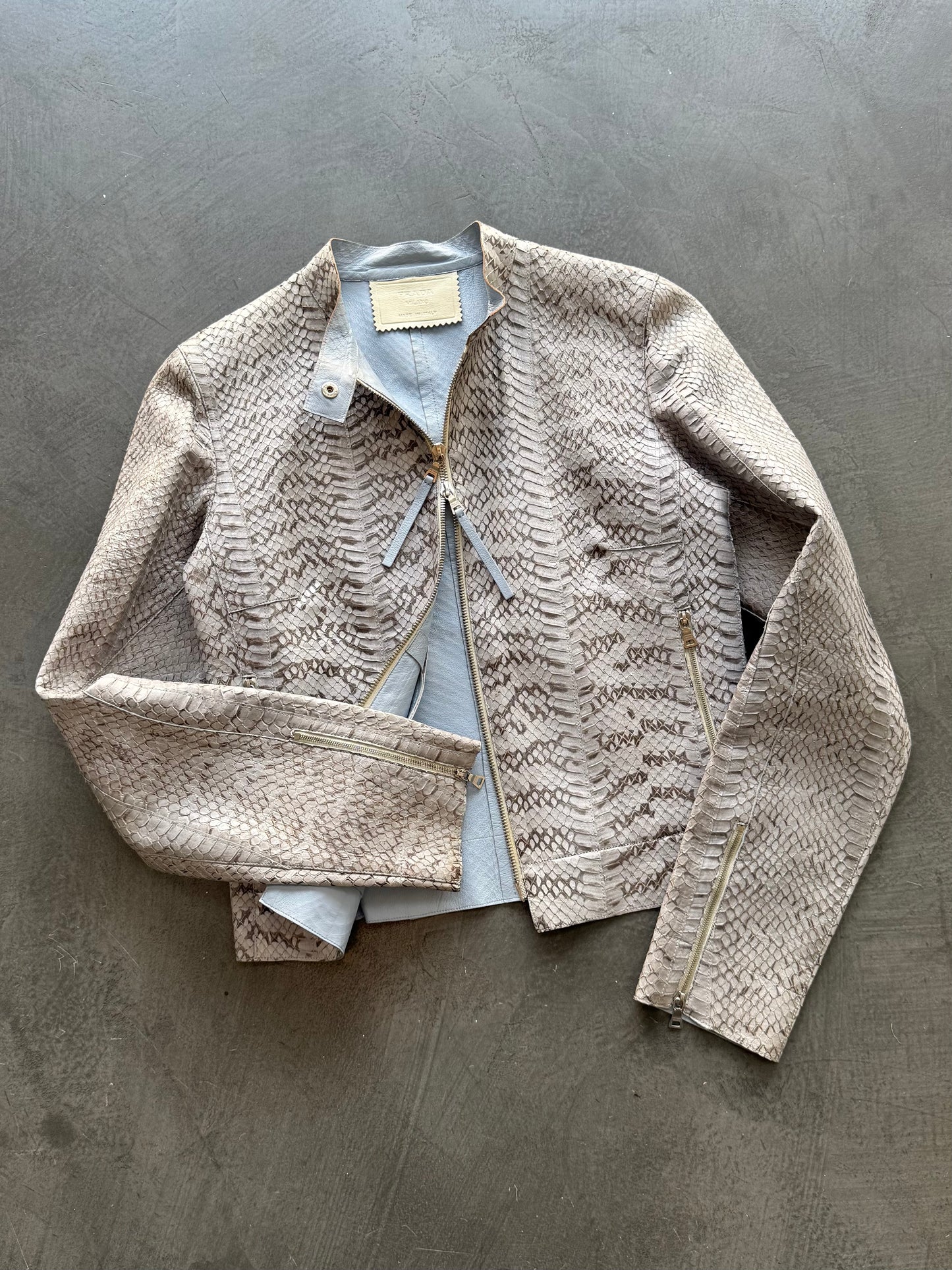 SS 00 Prada Python Leather Moto Jacket