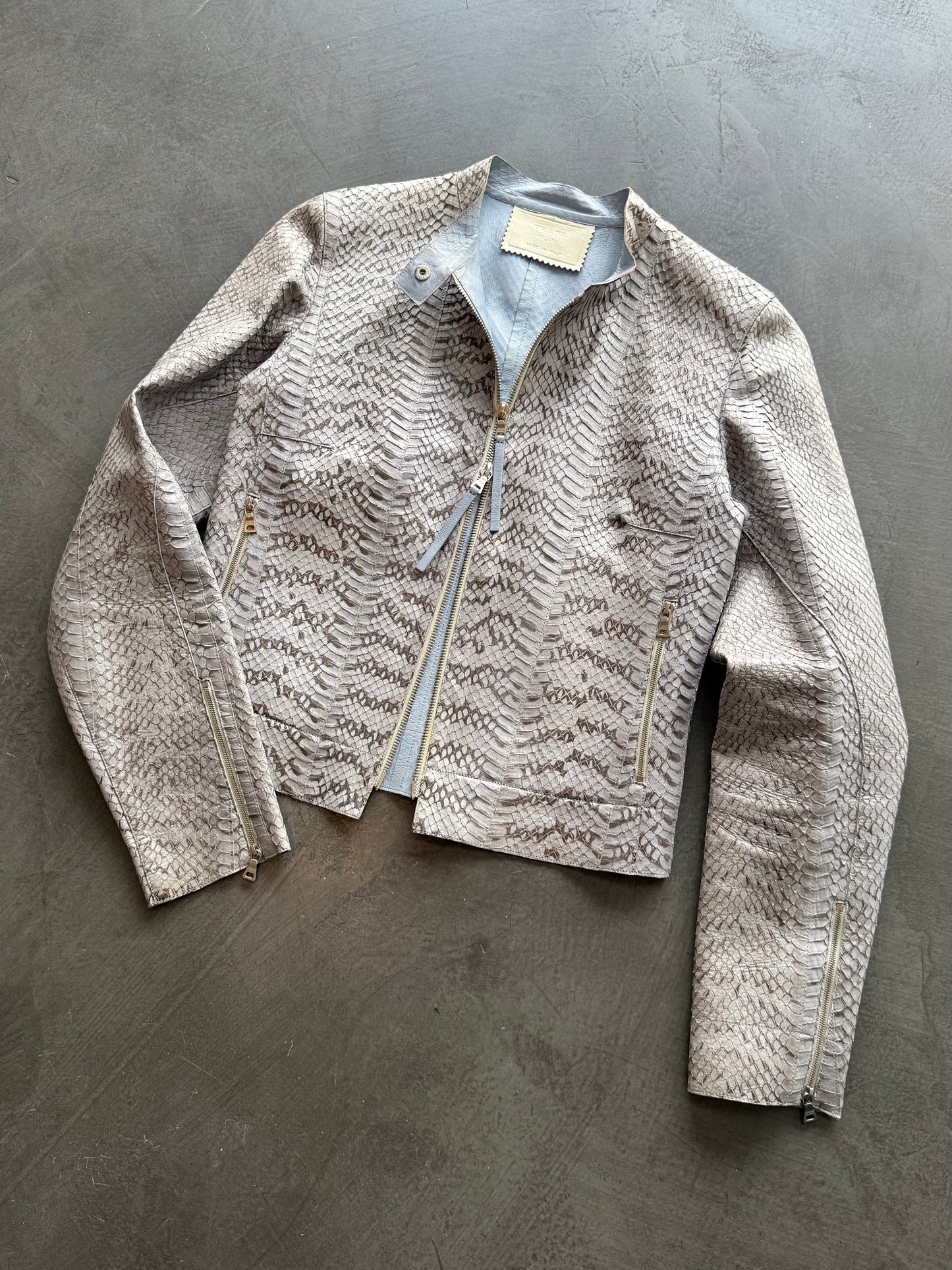 SS 00 Prada Python Leather Moto Jacket