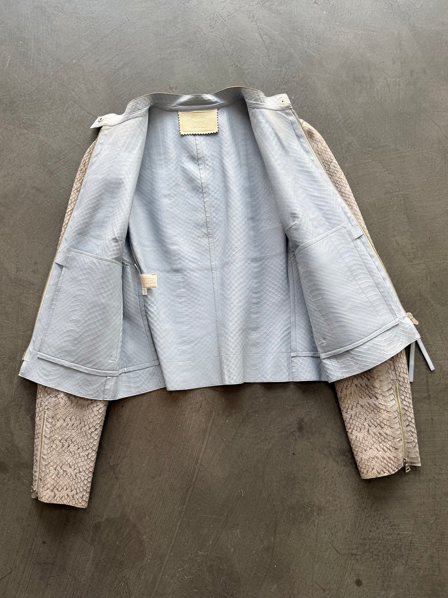 SS 00 Prada Python Leather Moto Jacket