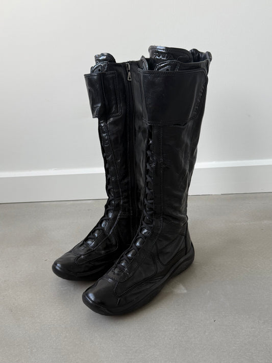 Prada Americas Cup Patent Boots