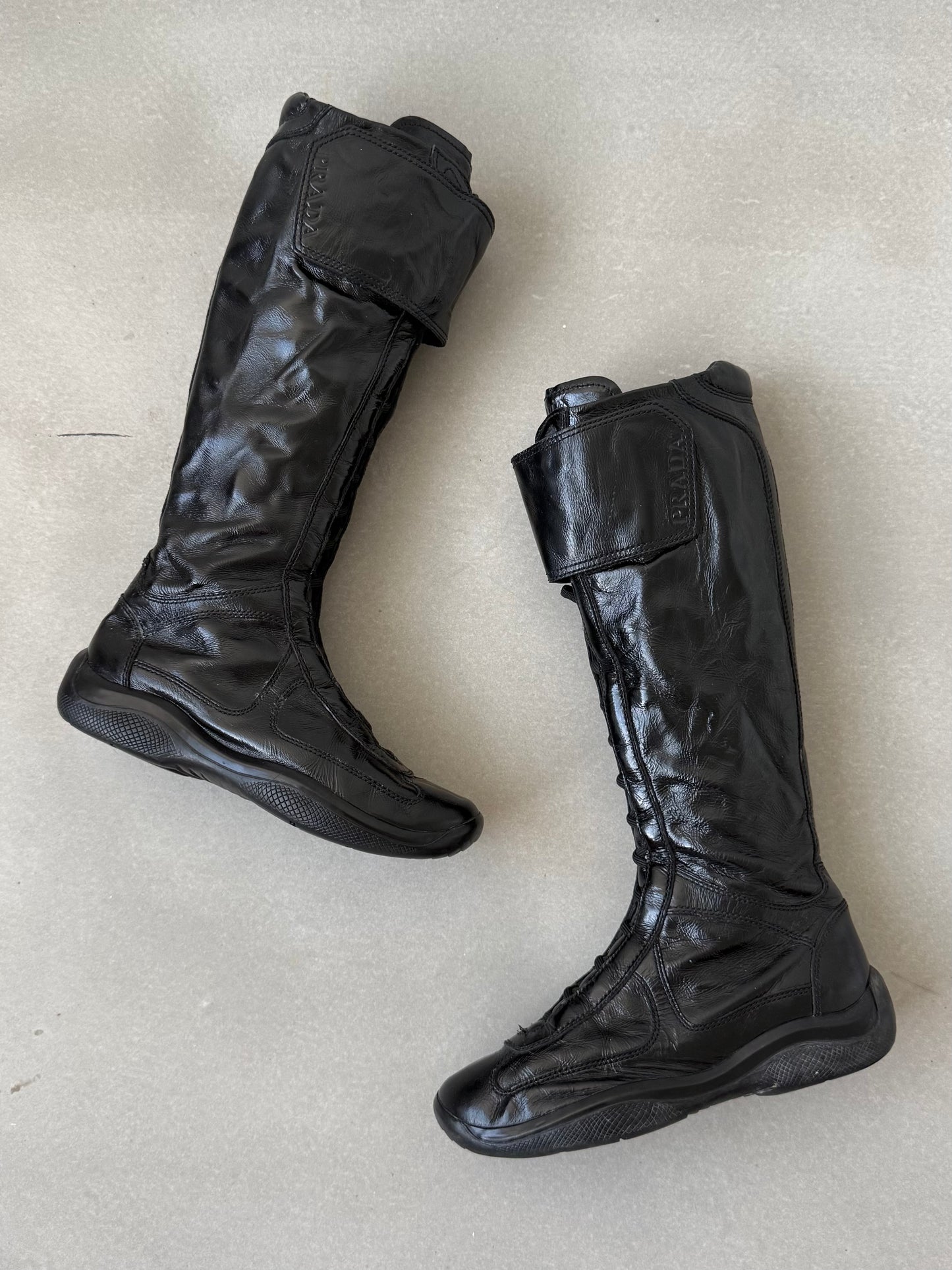 Prada Americas Cup Patent Boots