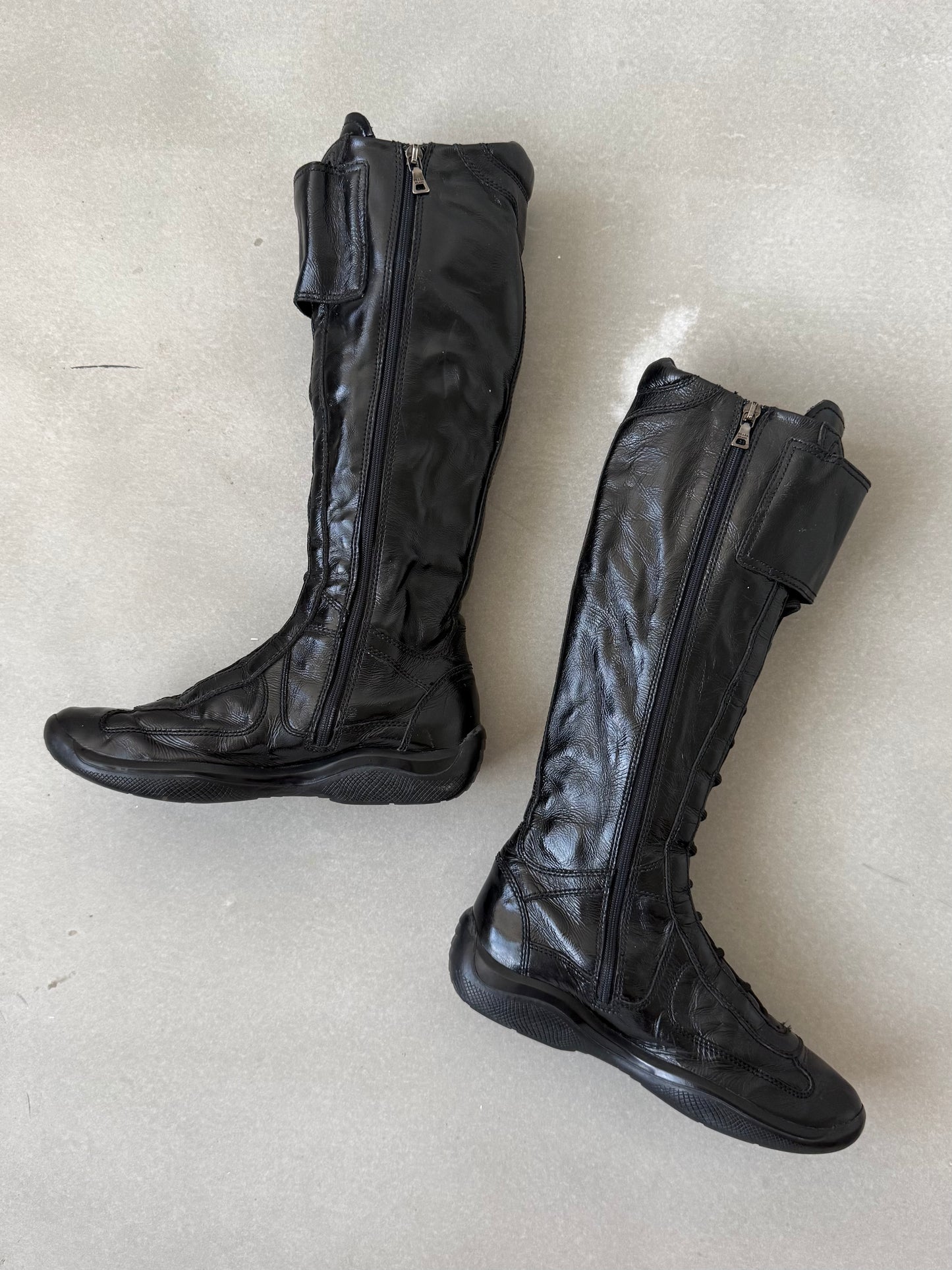 Prada Americas Cup Patent Boots