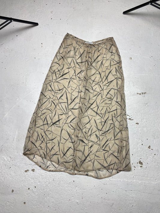 SS 97 Prada Silk Bamboo Leaf Print Skirt