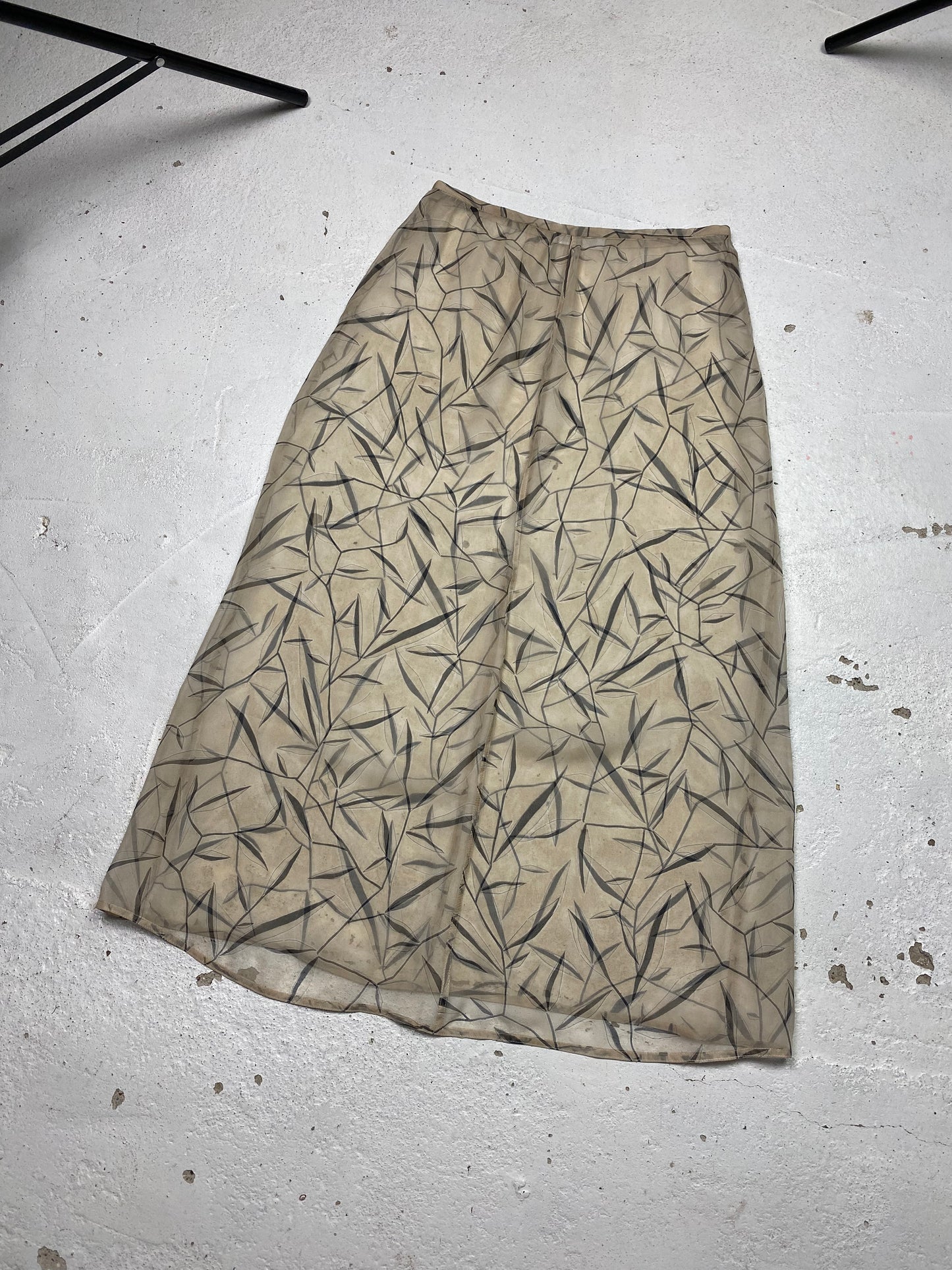 SS 97 Prada Silk Bamboo Leaf Print Skirt