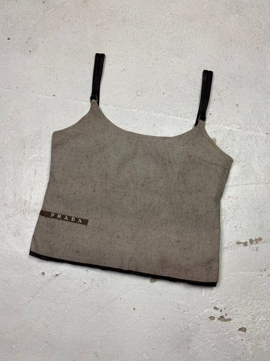 SS 99 Prada Linen & Leather Vest