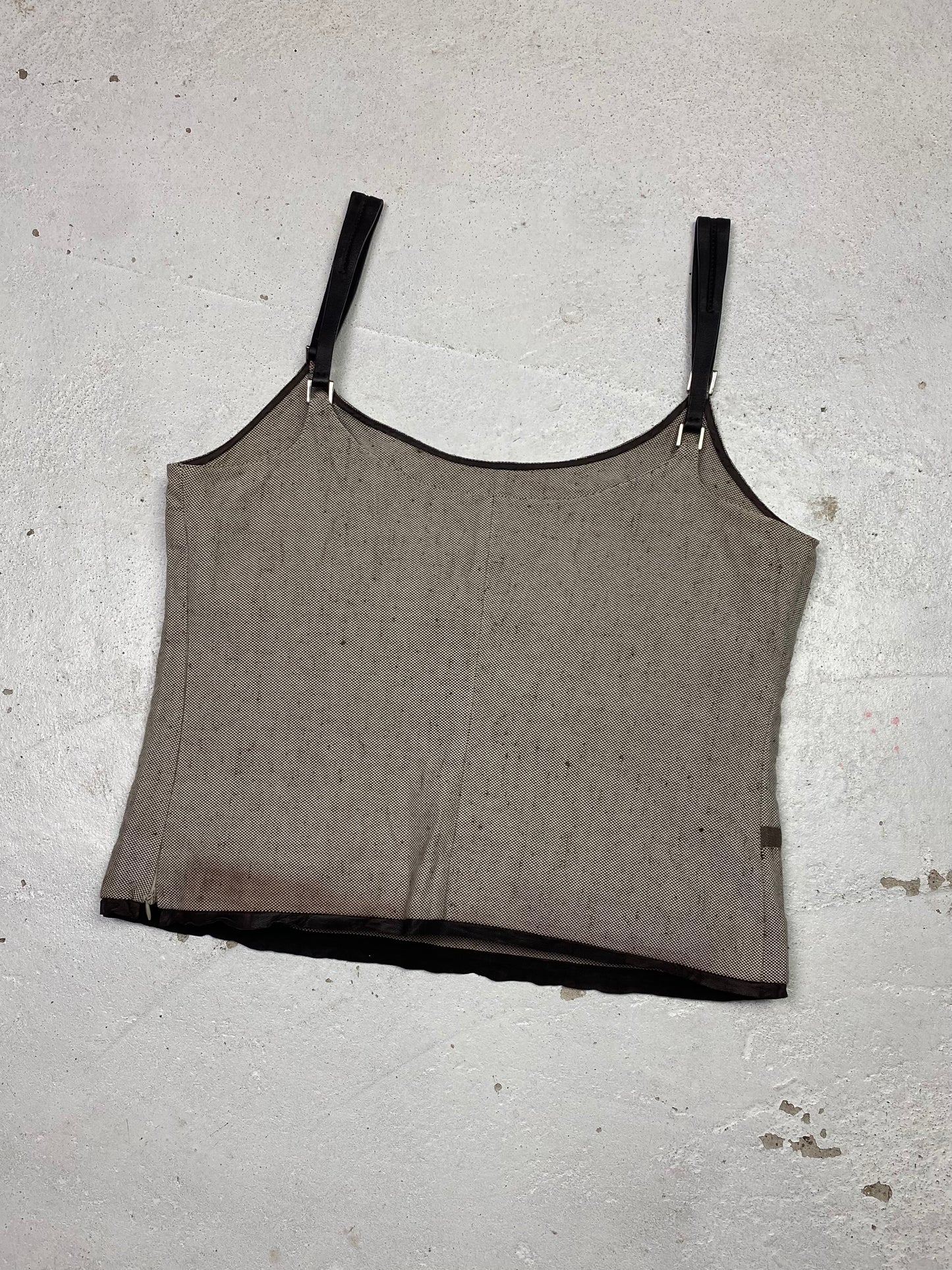 SS 99 Prada Linen & Leather Vest