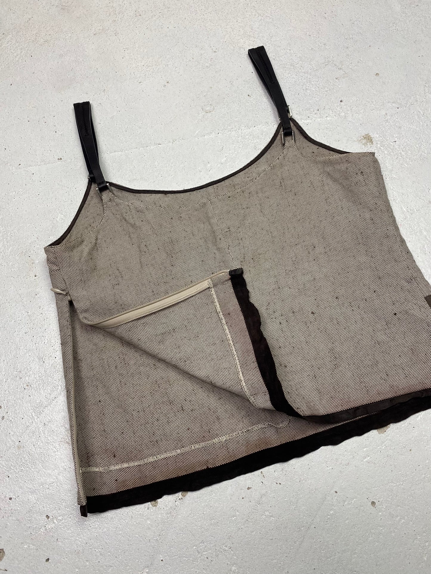 SS 99 Prada Linen & Leather Vest