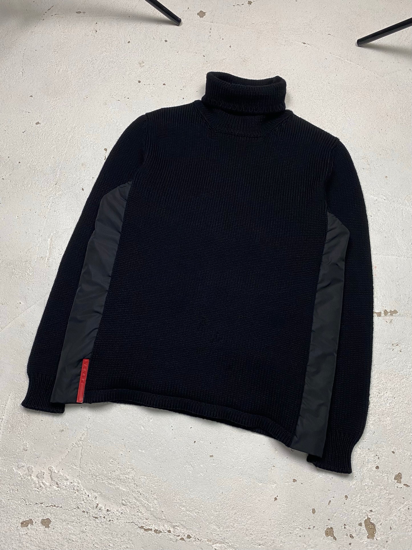 FW 00 Prada Sport Nylon Panelled Rollneck Knit