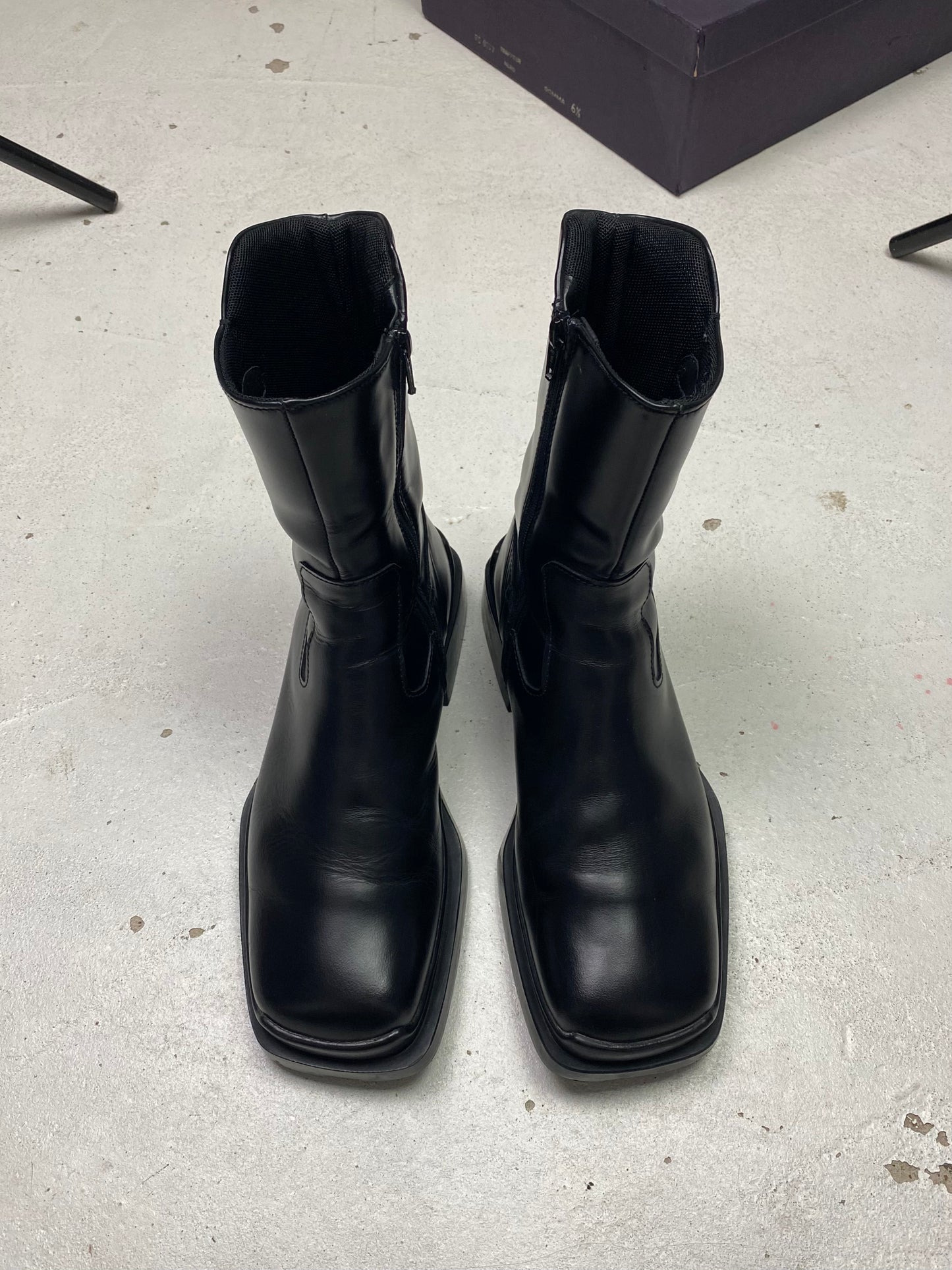 FW 99 Prada Square Toe Leather Boots