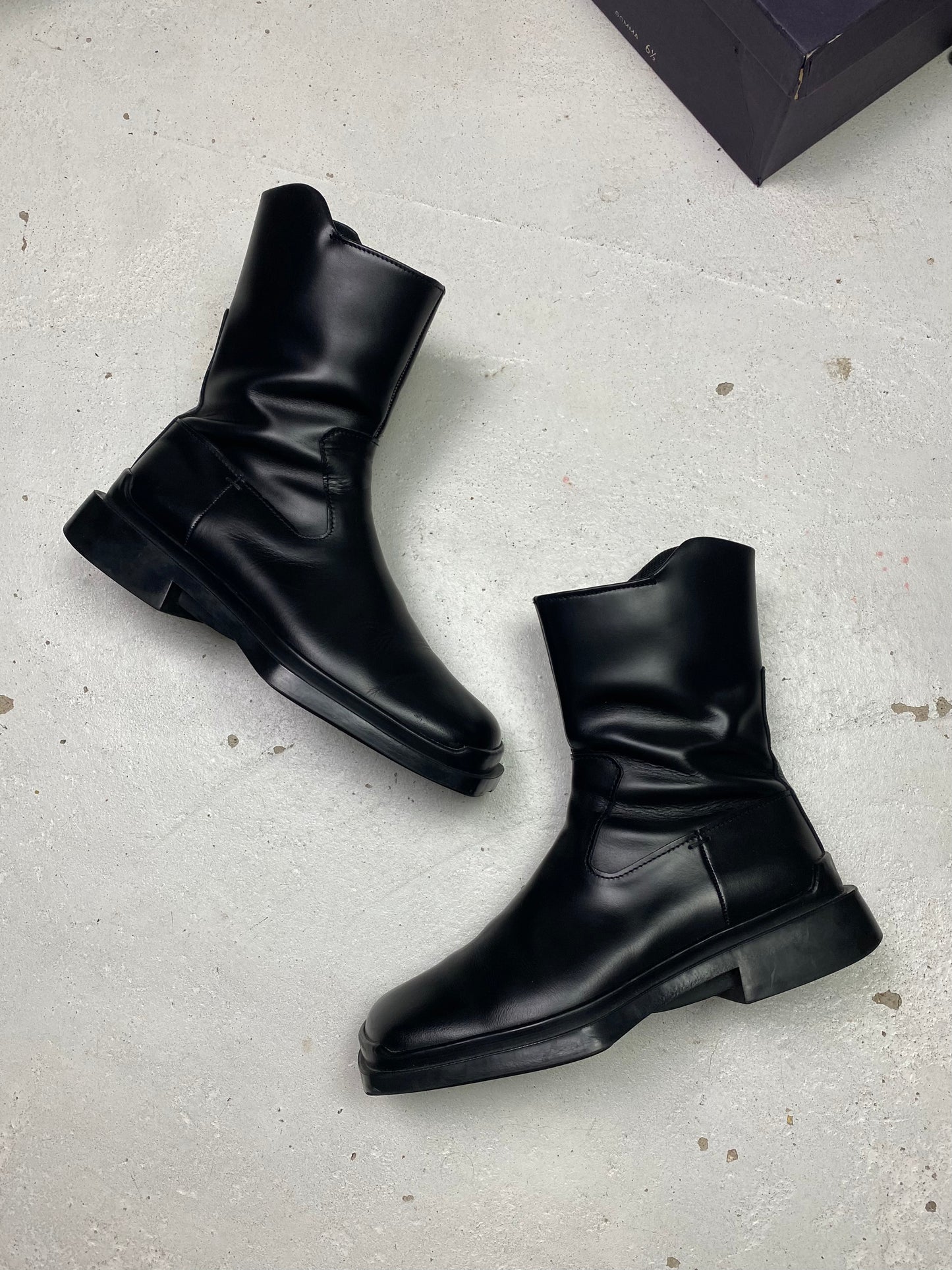 FW 99 Prada Square Toe Leather Boots