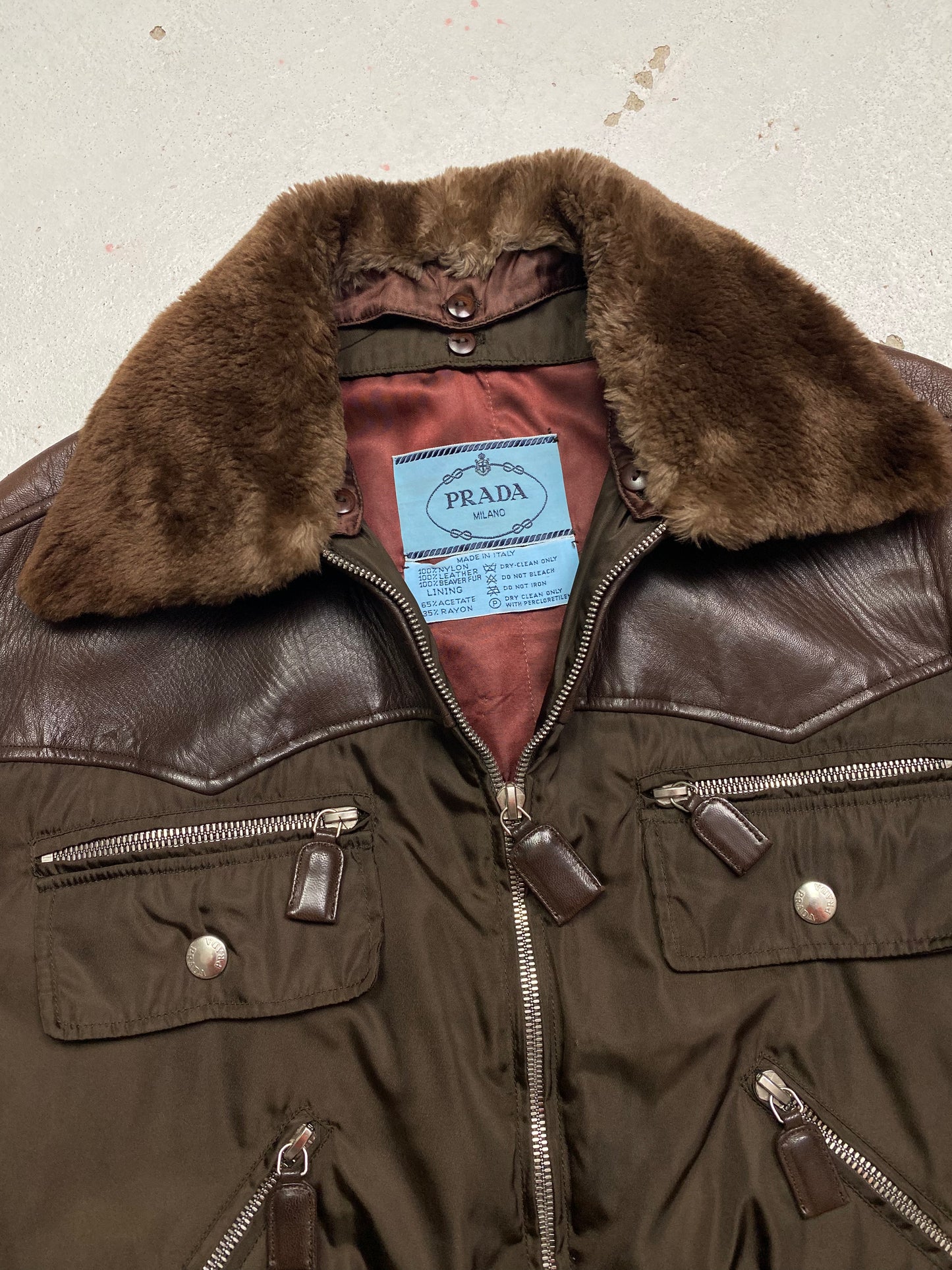 FW 94 Prada Leather & Nylon Bomber Jacket