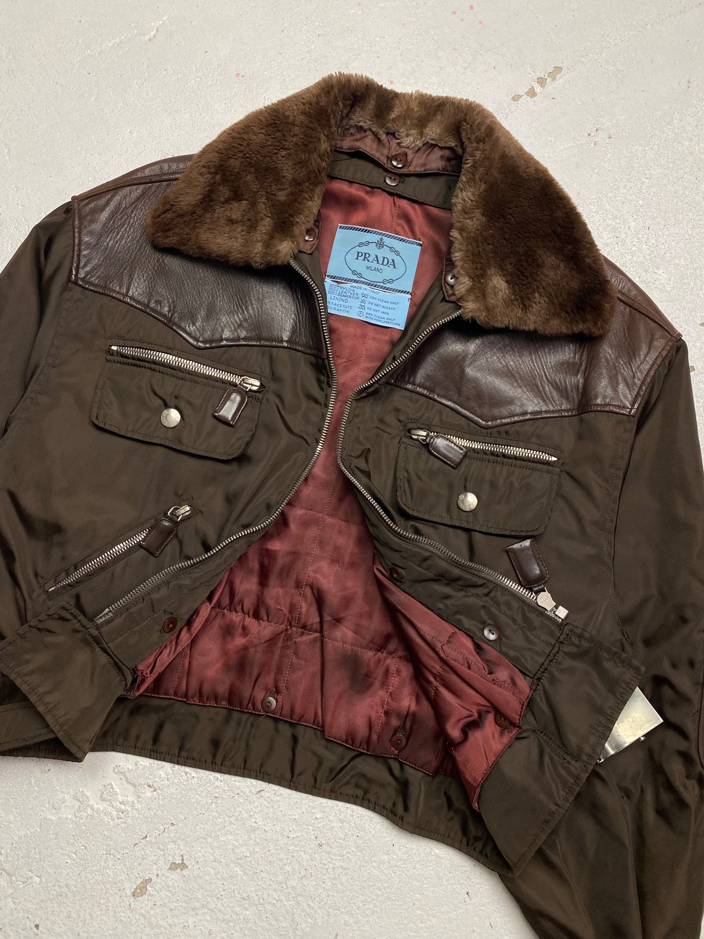 FW 94 Prada Leather & Nylon Bomber Jacket