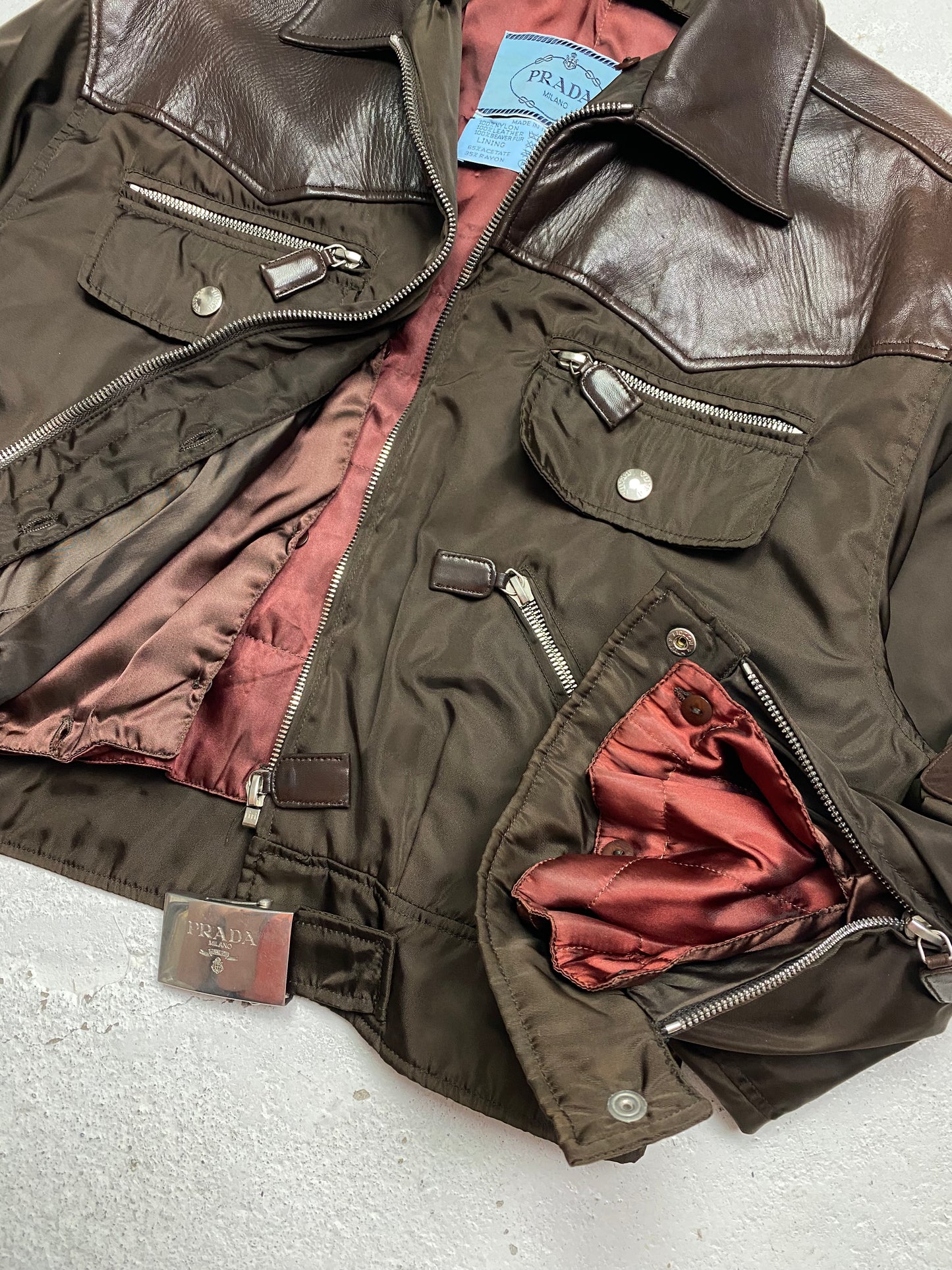 FW 94 Prada Leather & Nylon Bomber Jacket