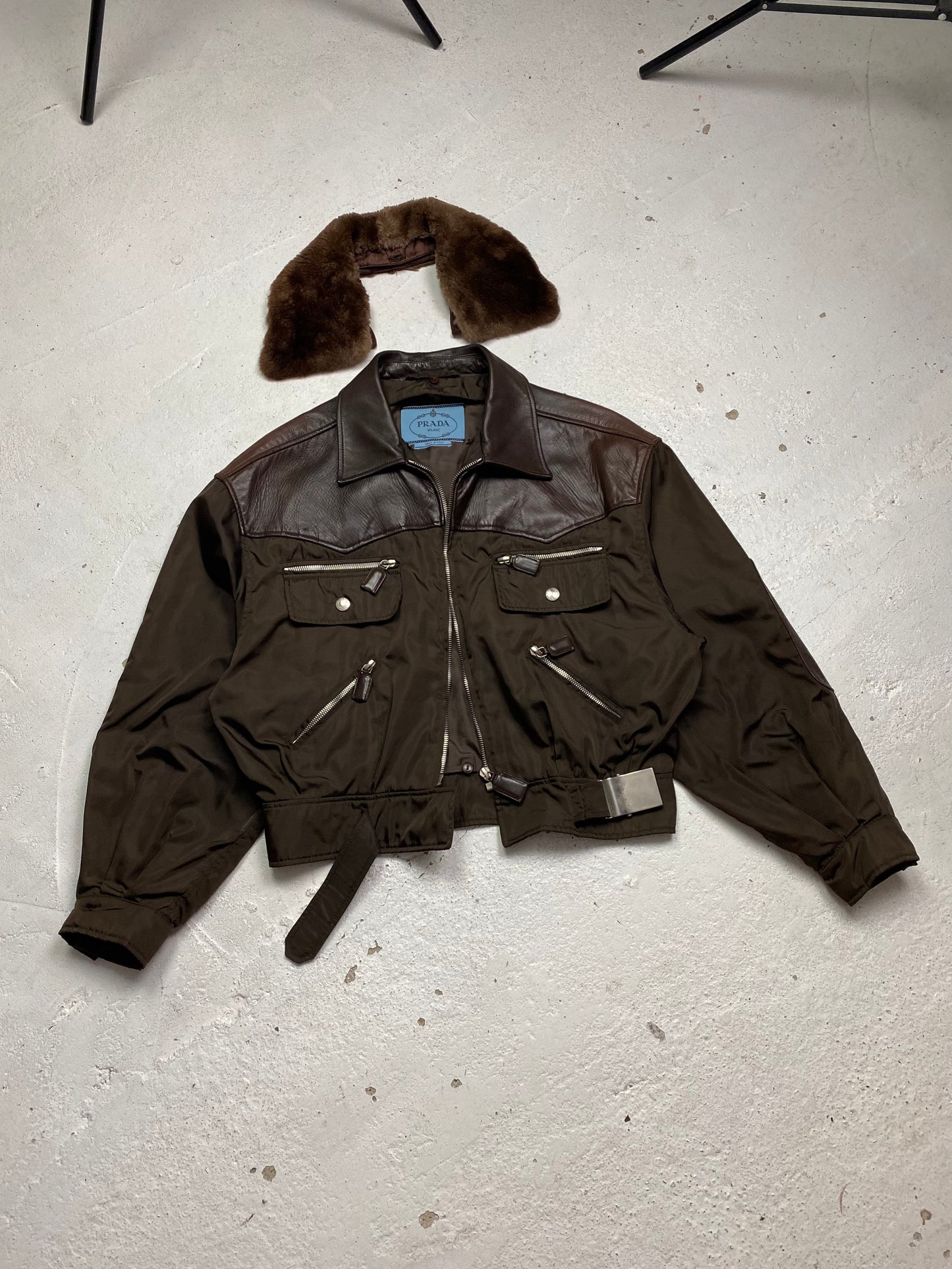 FW 94 Prada Leather & Nylon Bomber Jacket