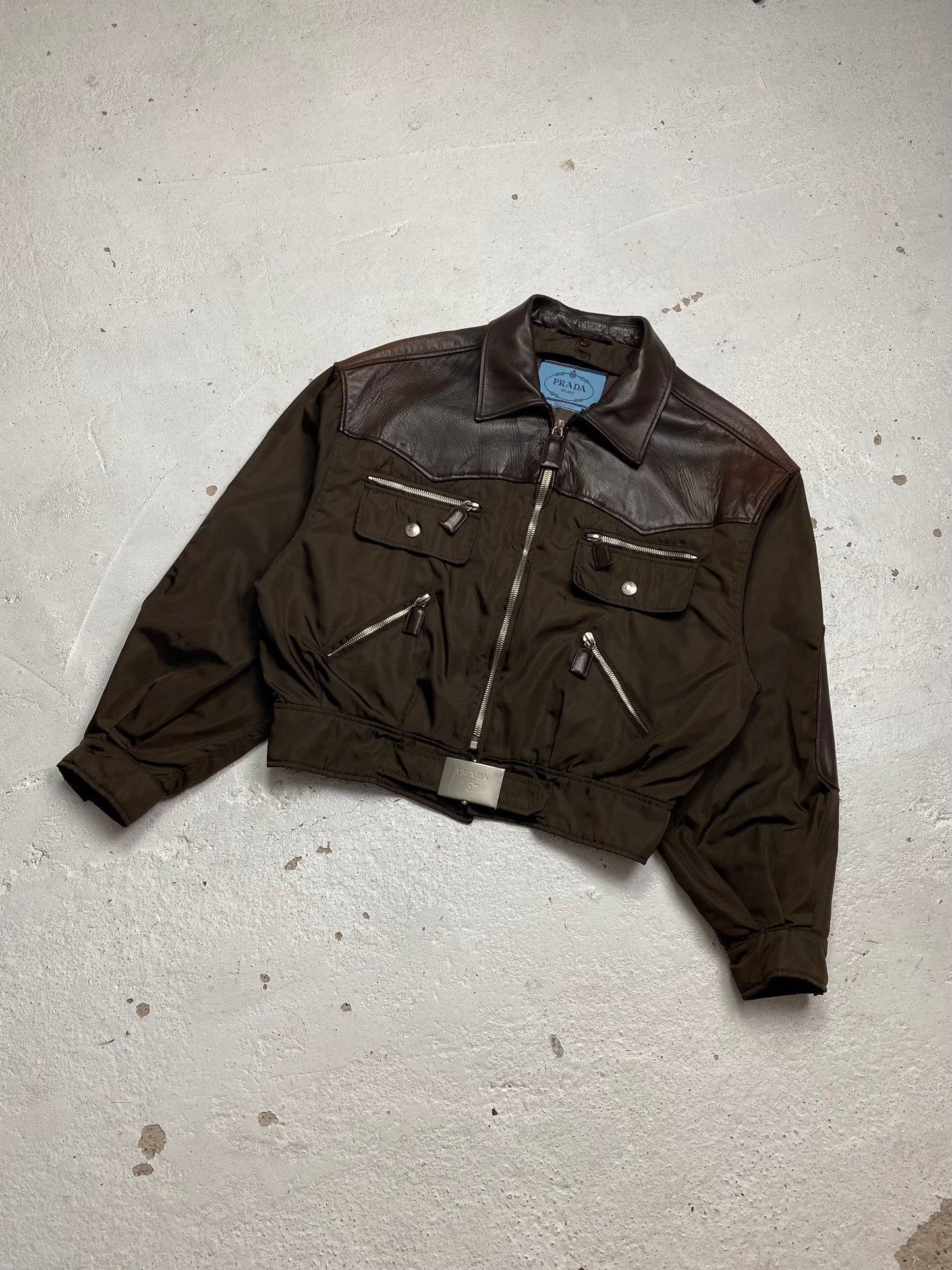 FW 94 Prada Leather & Nylon Bomber Jacket