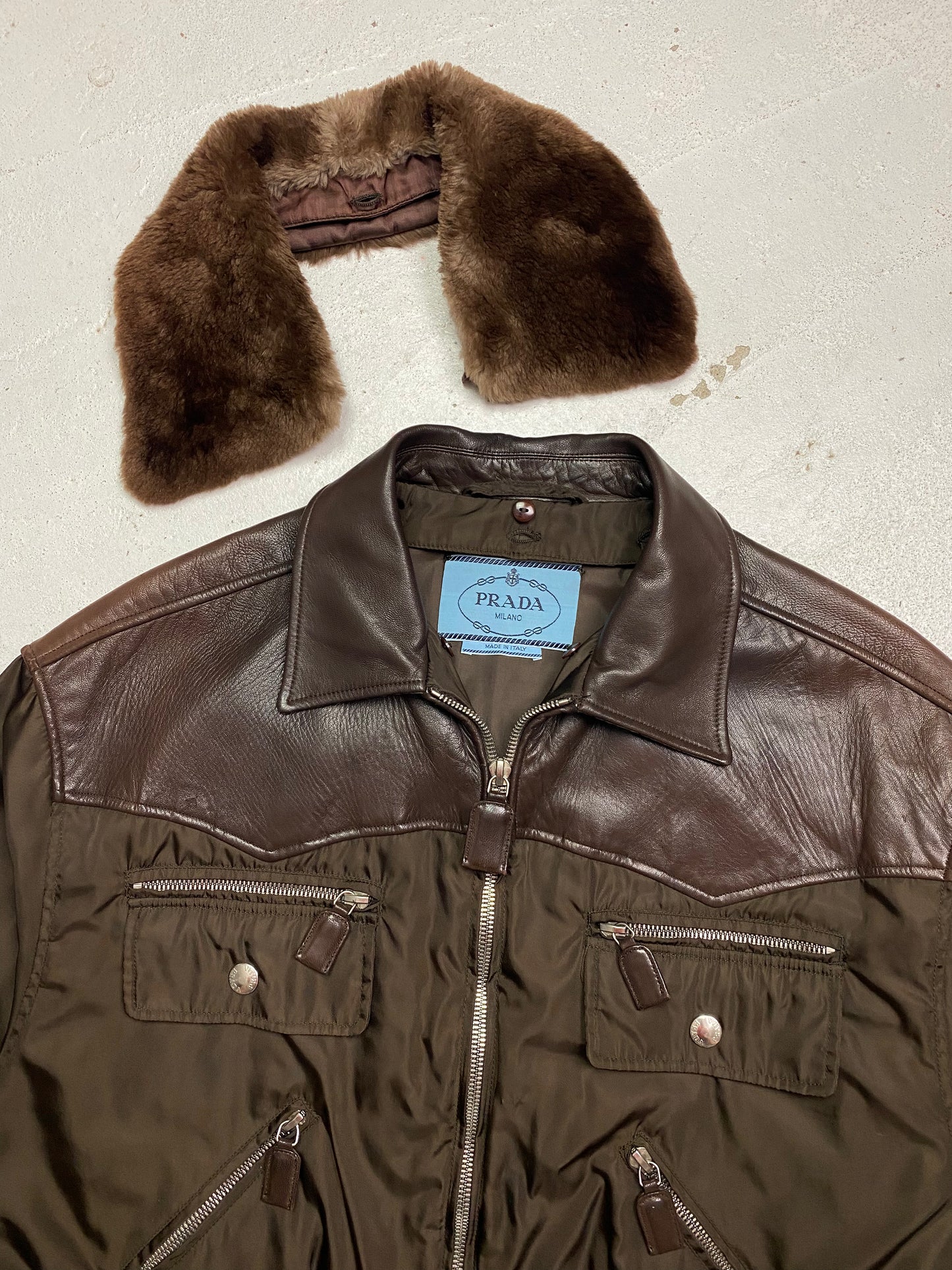 FW 94 Prada Leather & Nylon Bomber Jacket
