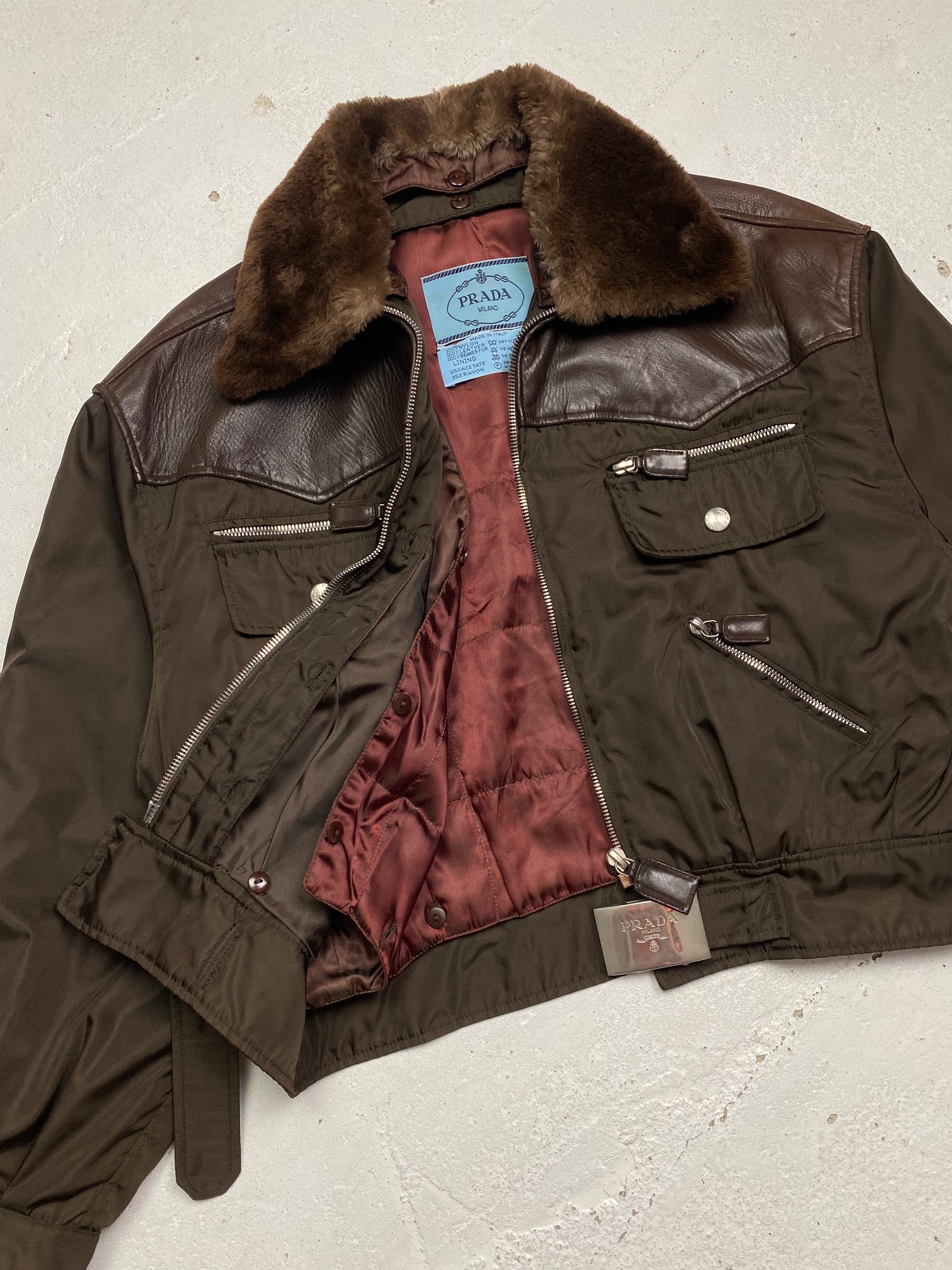FW 94 Prada Leather & Nylon Bomber Jacket