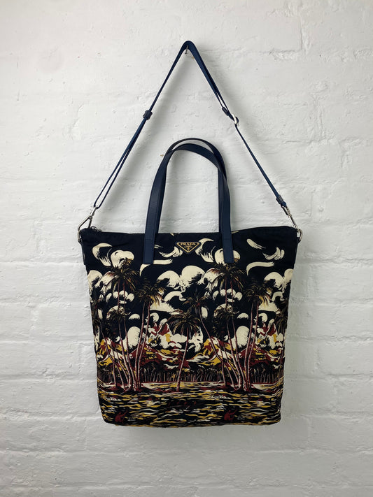 SS 14 Prada Hawaiian Printed Nylon Tote