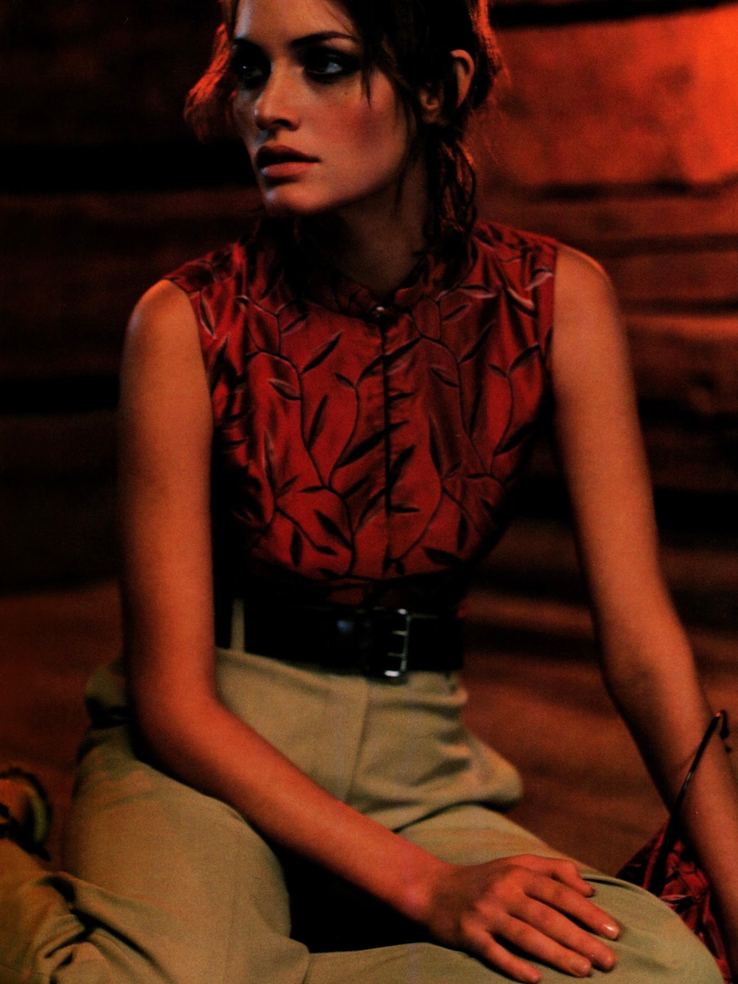 SS 97 Prada Silk Bamboo Leaf Embroidered Skirt