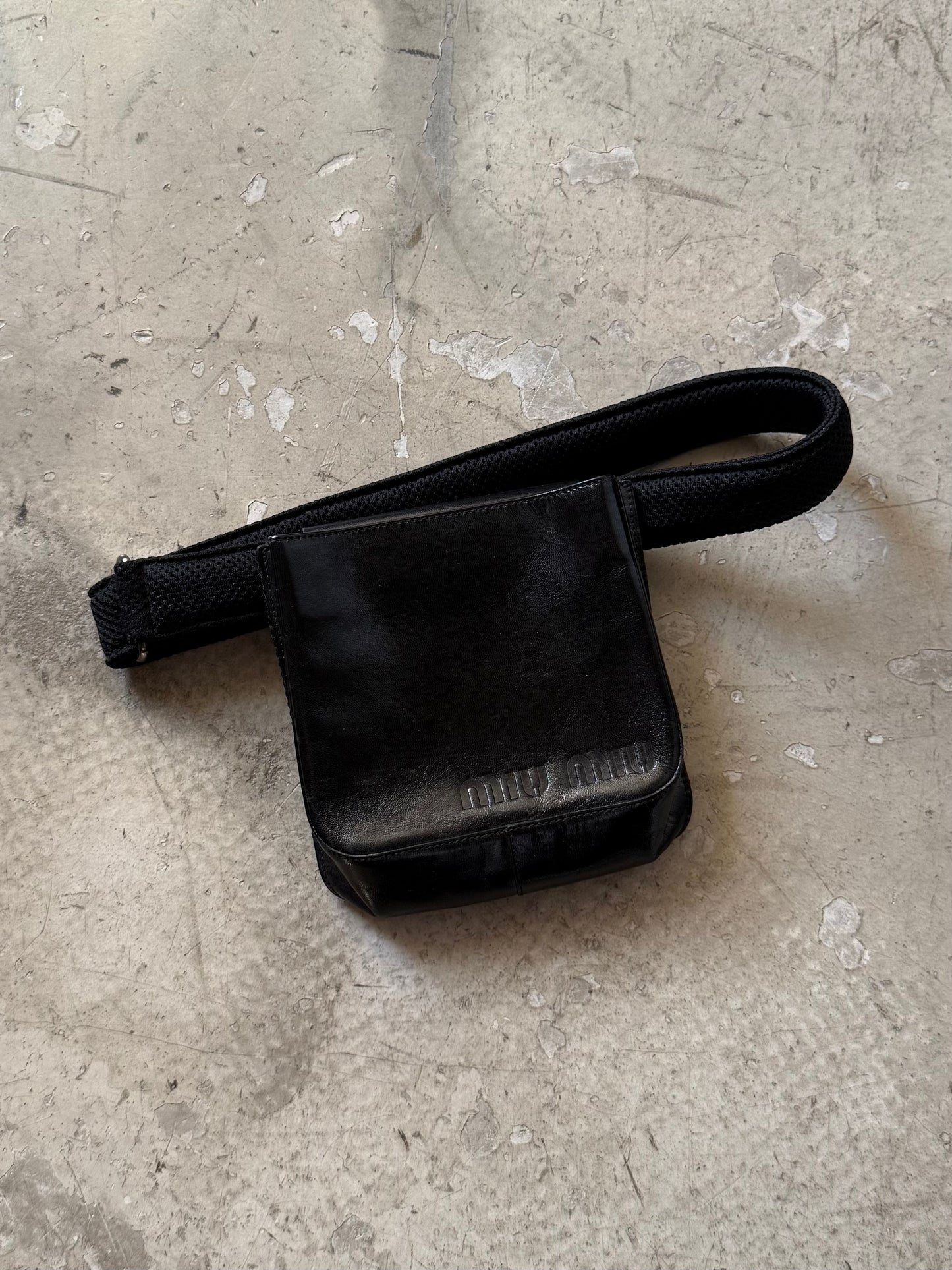 SS 99 Miu Miu Leather & Mesh Belt Bag