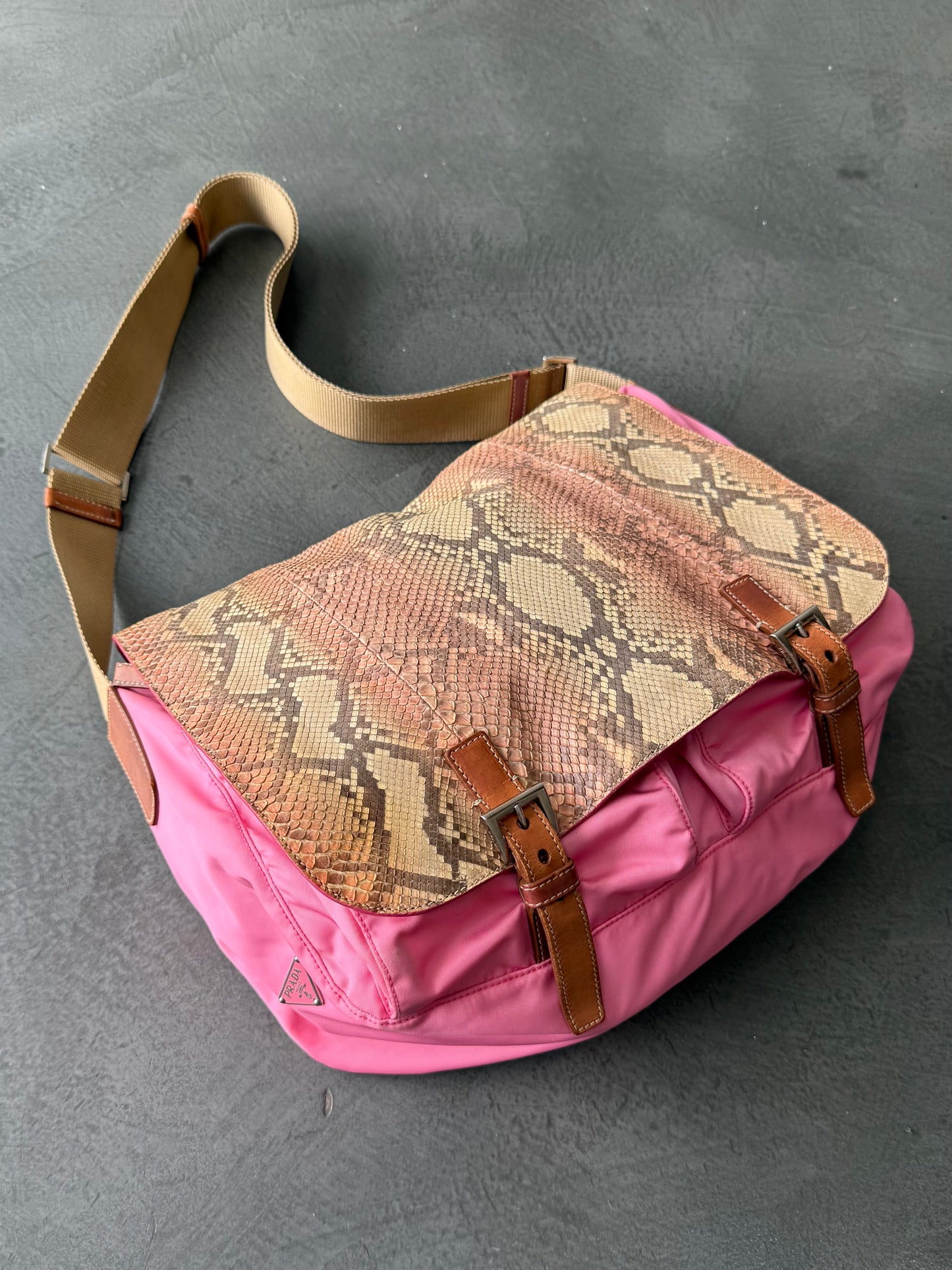 Prada Python & Nylon Side Bag