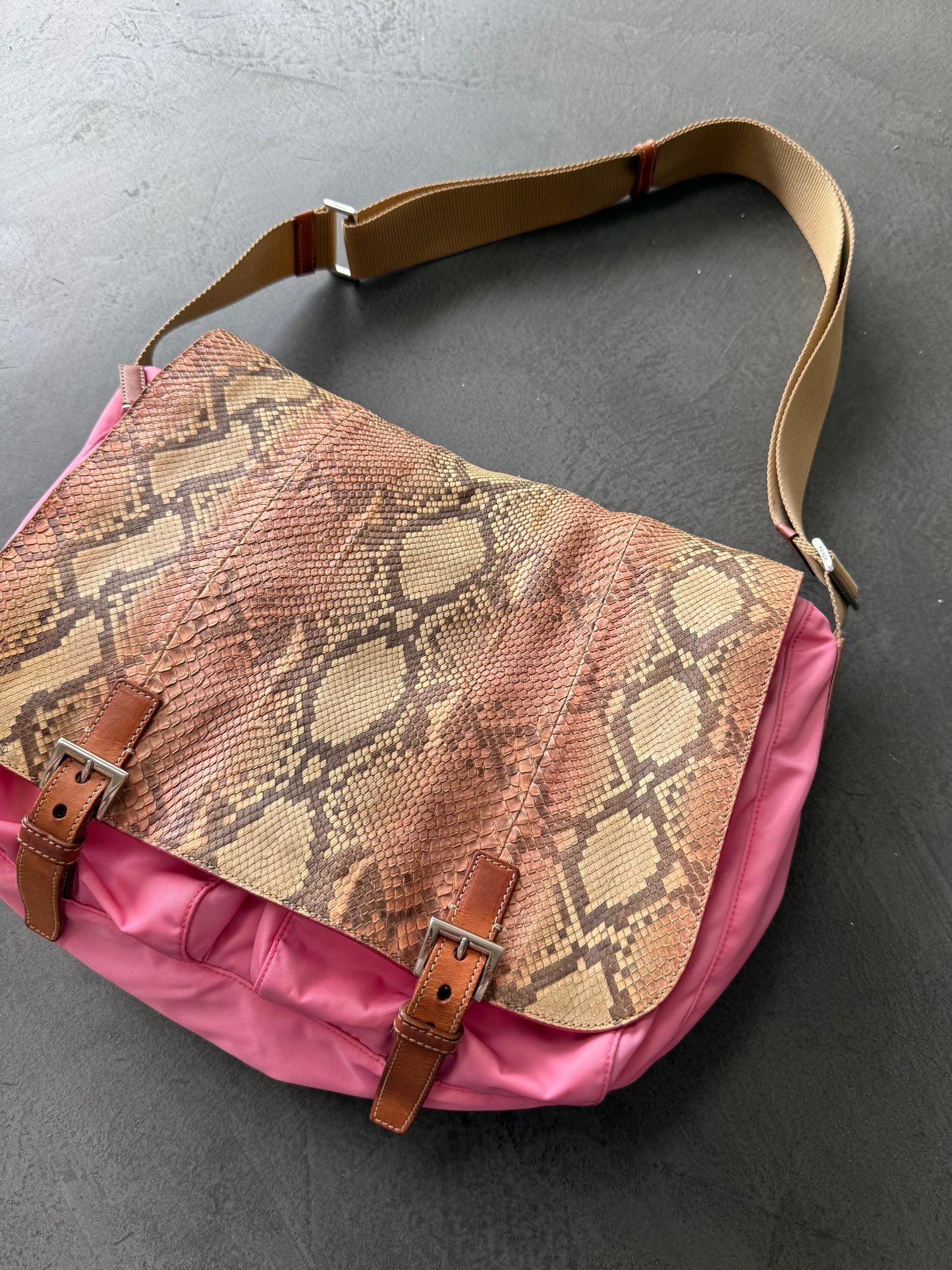 Prada Python & Nylon Side Bag