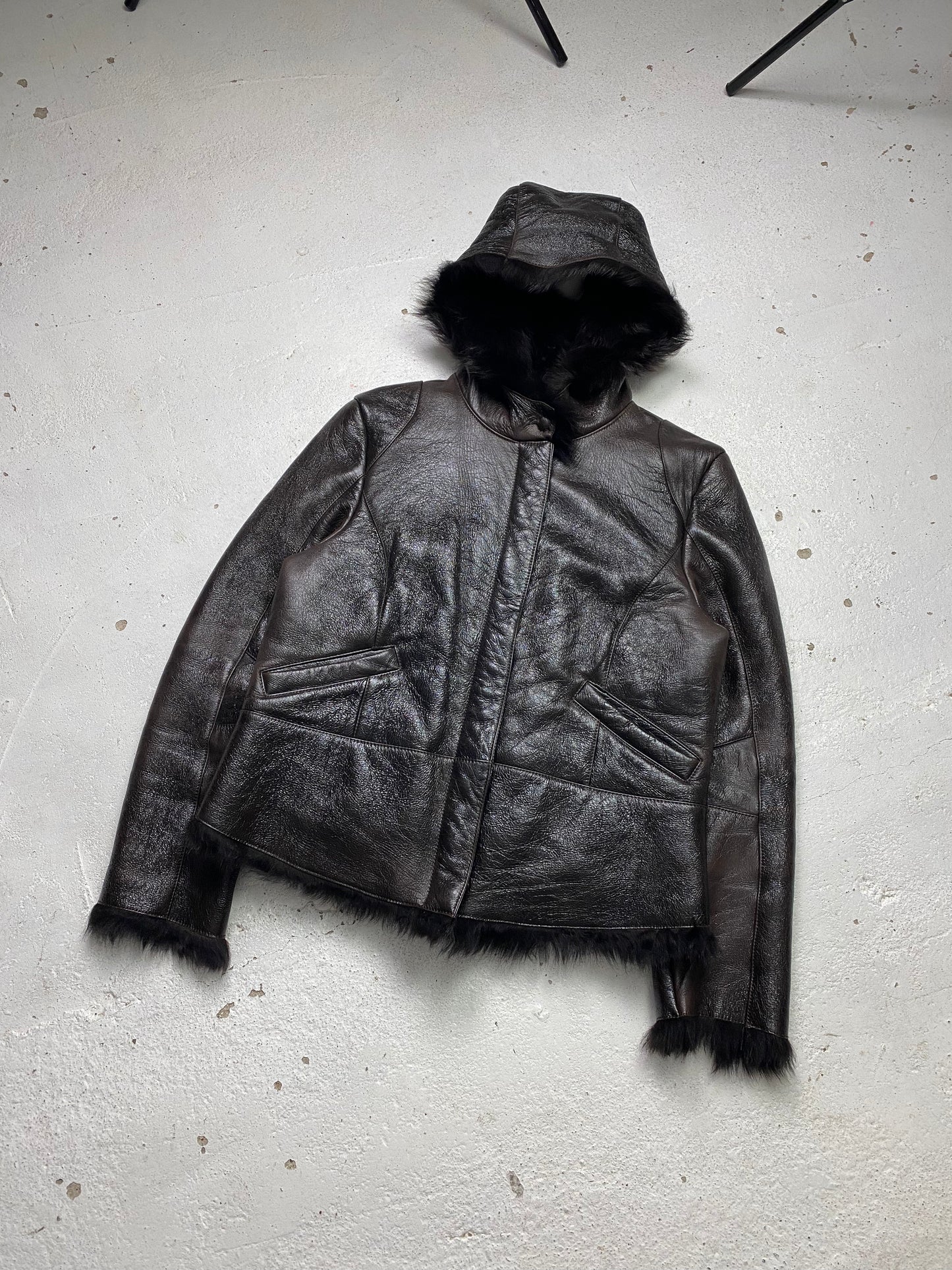 FW 07 Prada Fur Lined Leather Jacket