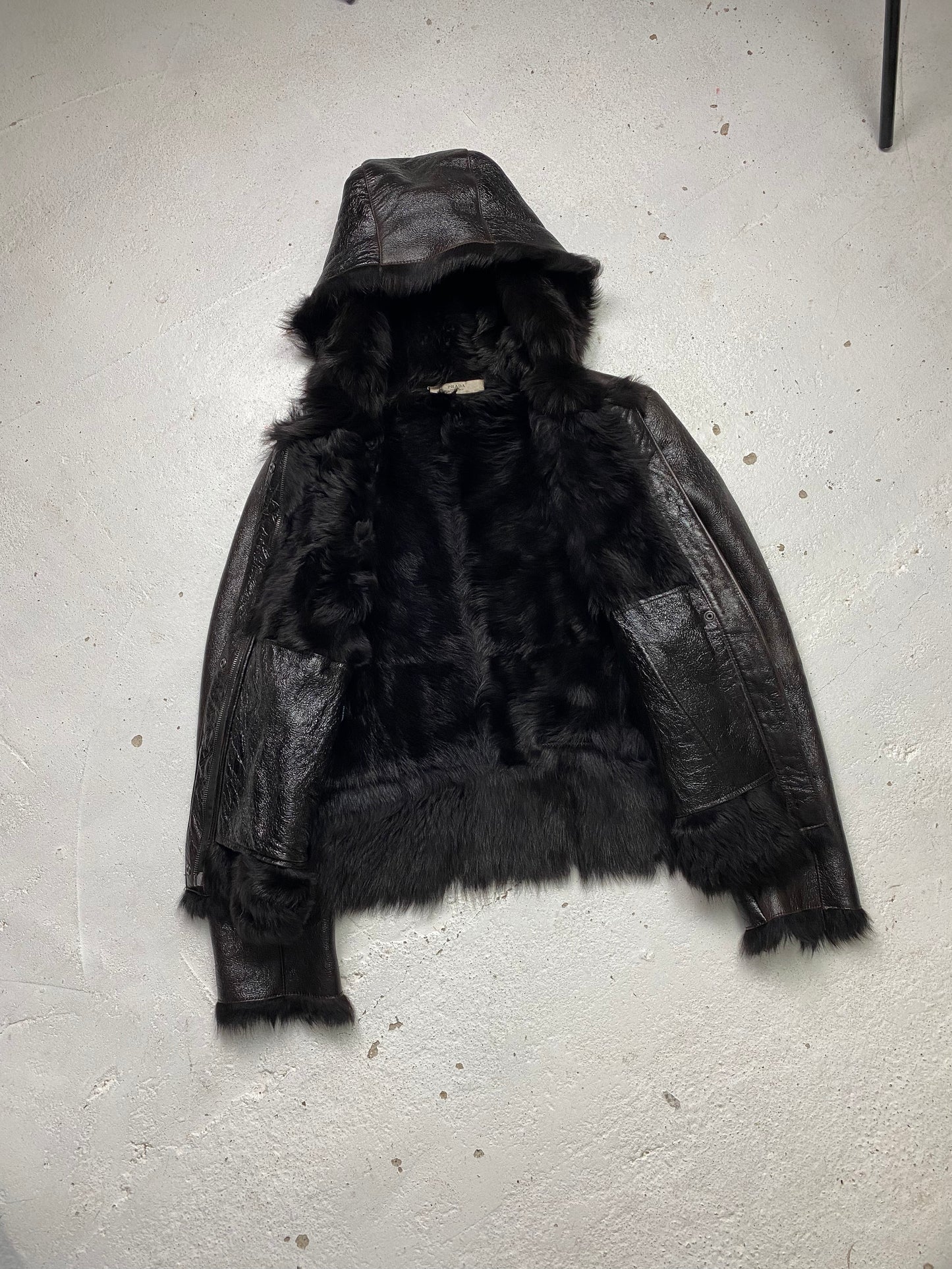 FW 07 Prada Fur Lined Leather Jacket