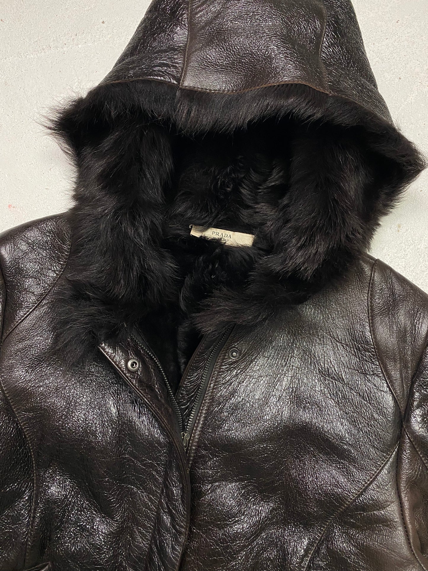 FW 07 Prada Fur Lined Leather Jacket