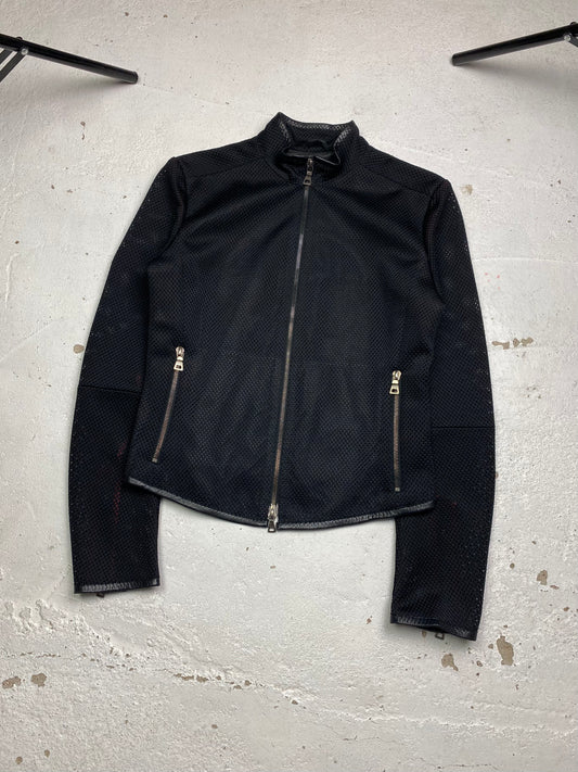 Prada Sport Mesh & Leather Moto Jacket