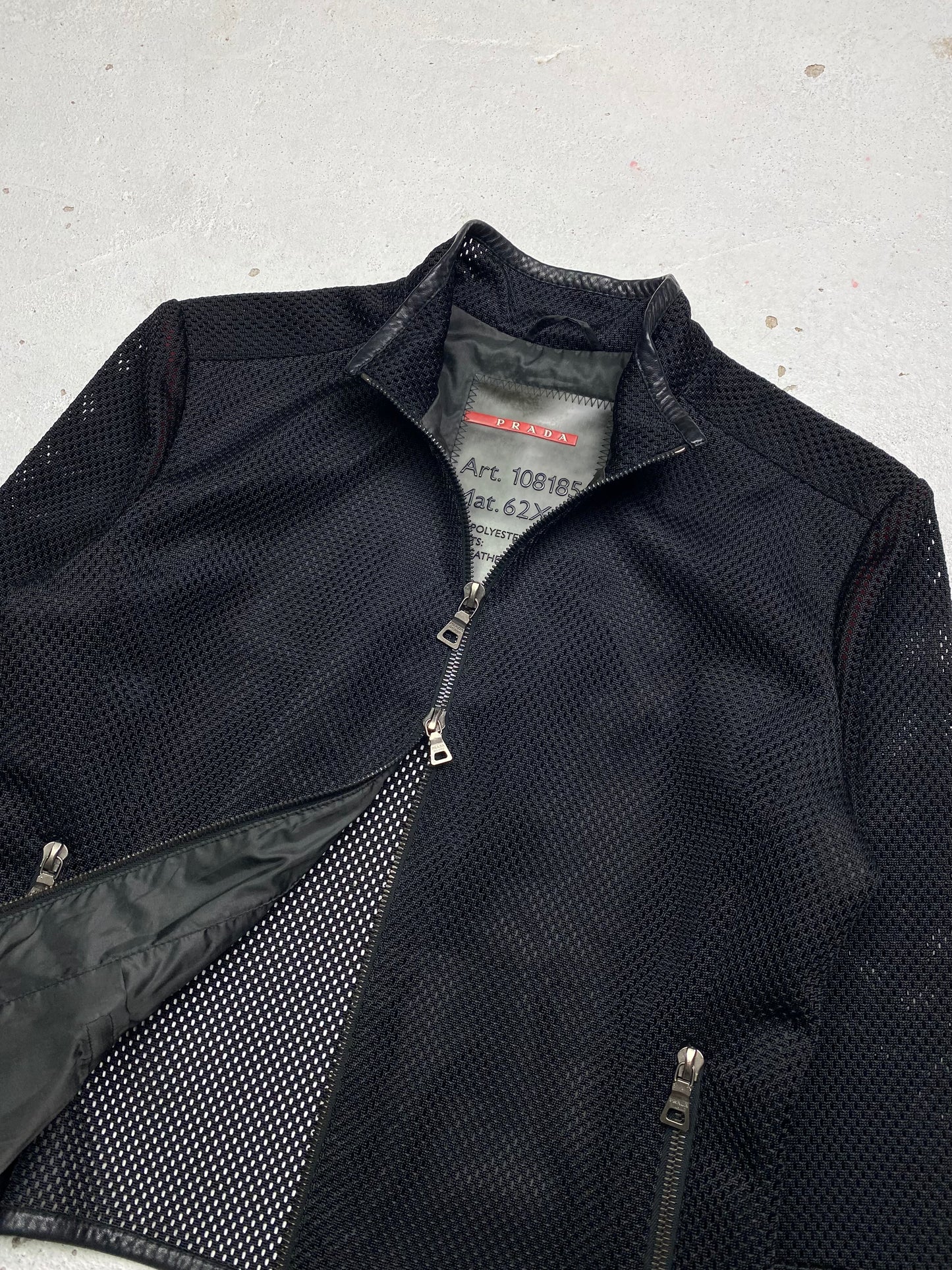 SS 00 Prada Sport Mesh & Leather Moto Jacket