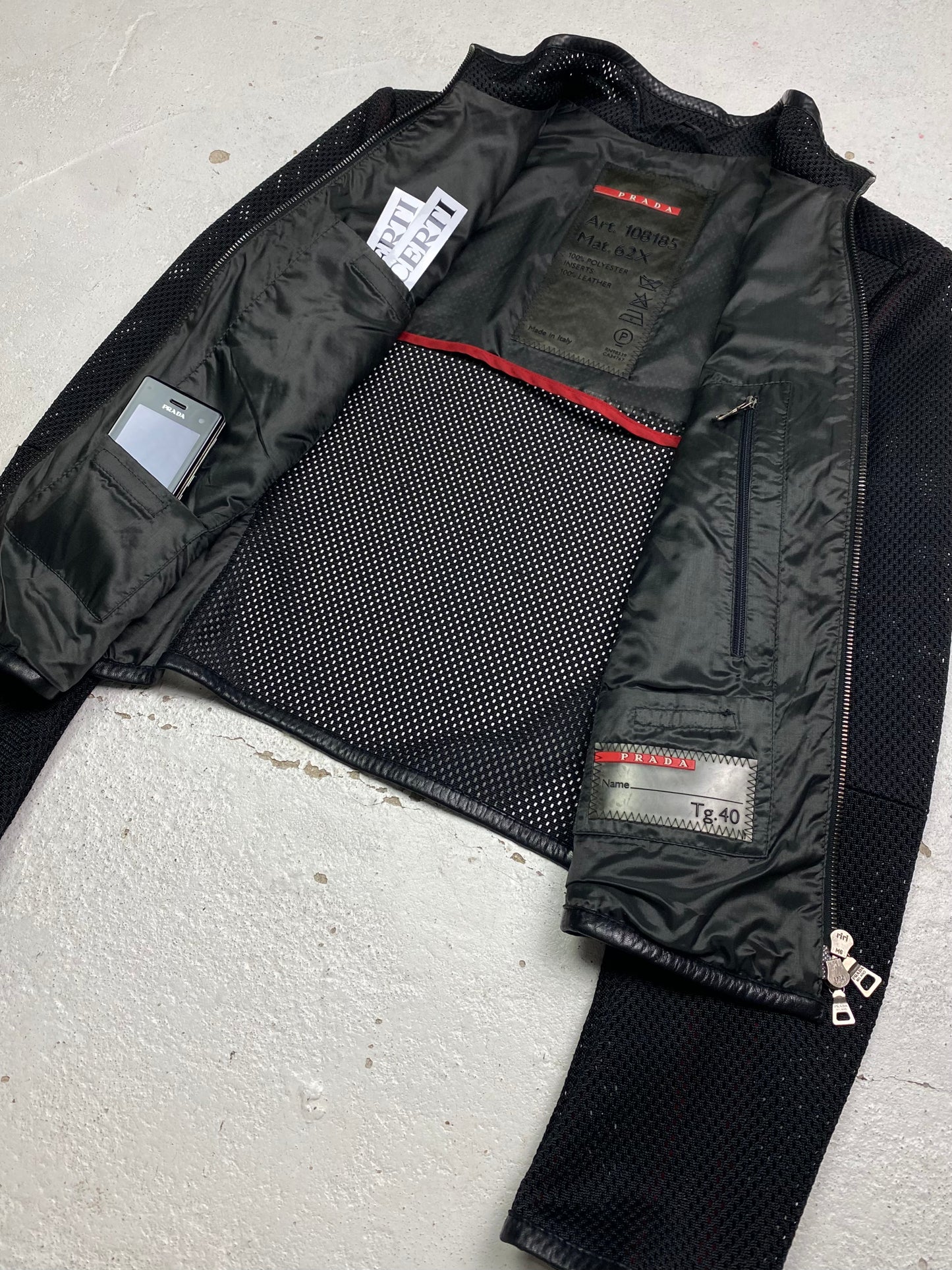 SS 00 Prada Sport Mesh & Leather Moto Jacket