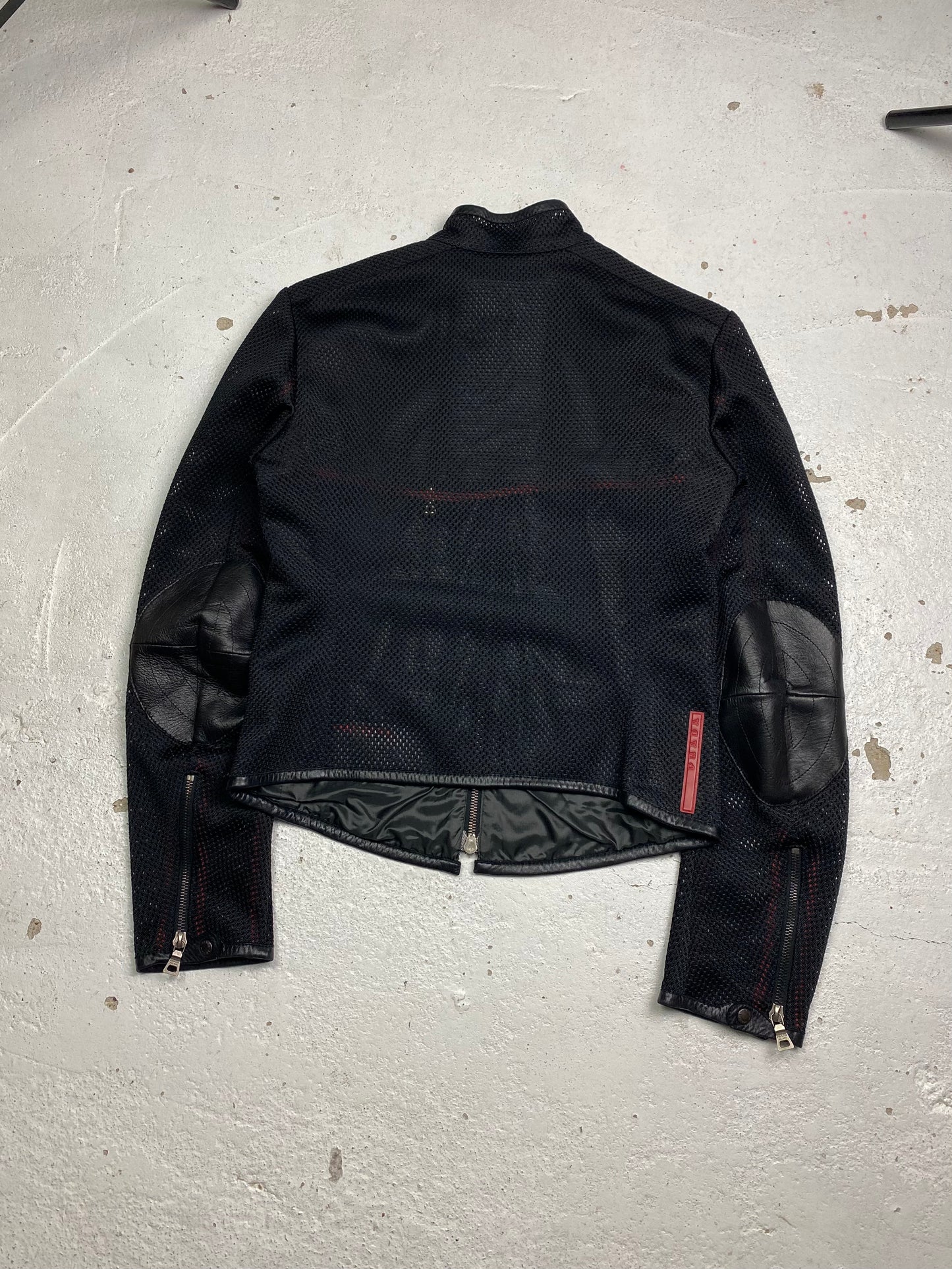 SS 00 Prada Sport Mesh & Leather Moto Jacket