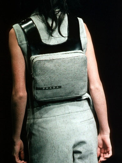SS 99 Prada Linen & Leather Chest Rig Backpack