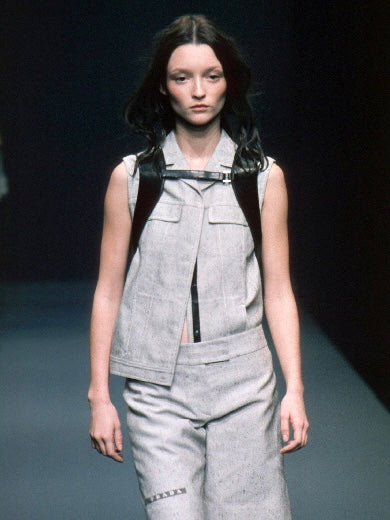 SS 99 Prada Linen & Leather Chest Rig Backpack