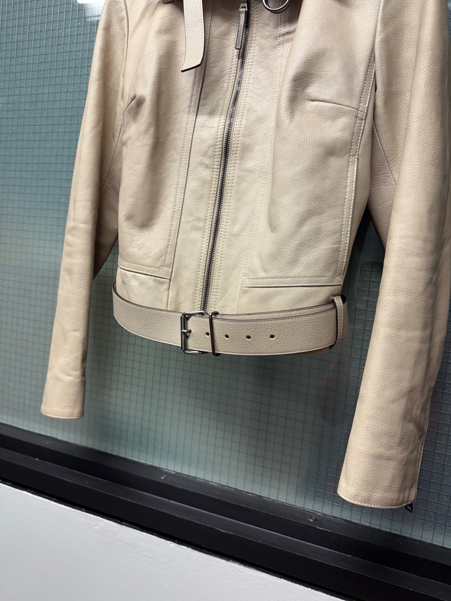 Prada Fur Collar Leather Jacket
