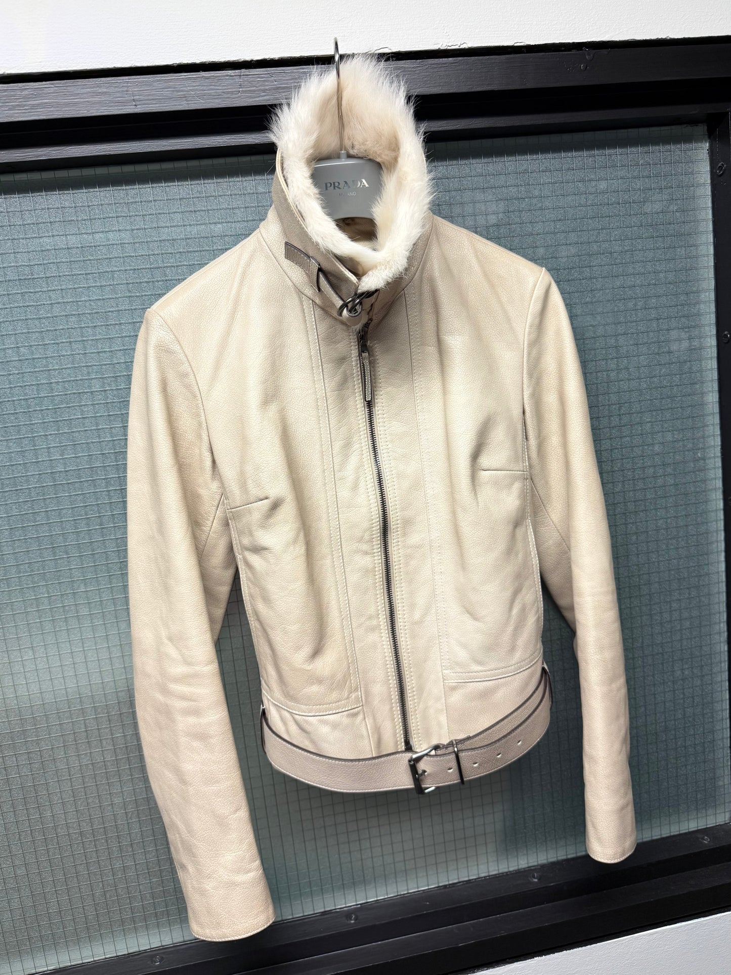 Prada Fur Collar Leather Jacket