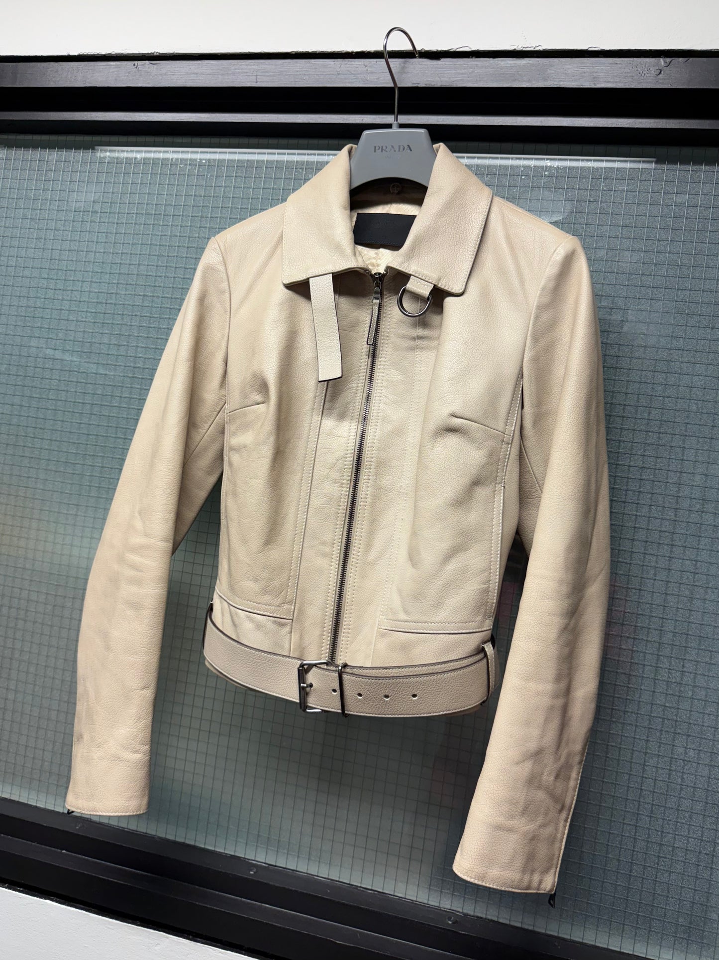 Prada Fur Collar Leather Jacket