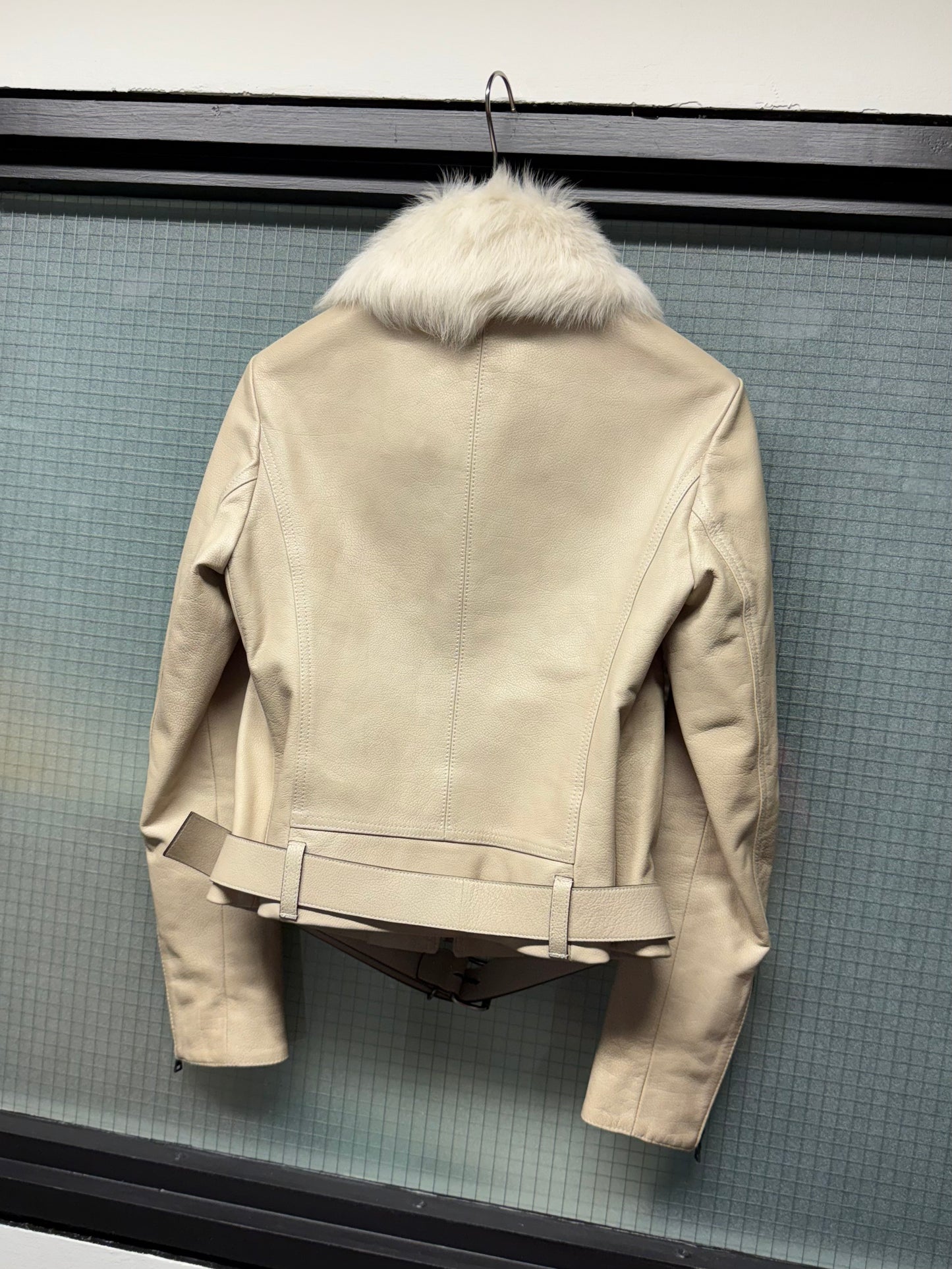 Prada Fur Collar Leather Jacket