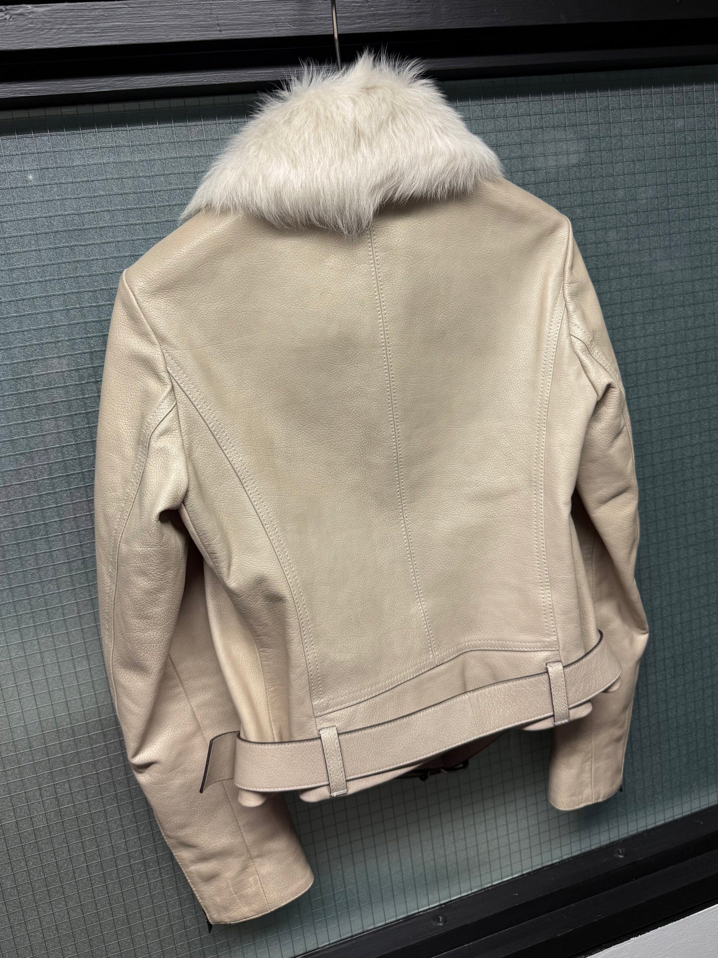 Prada Fur Collar Leather Jacket