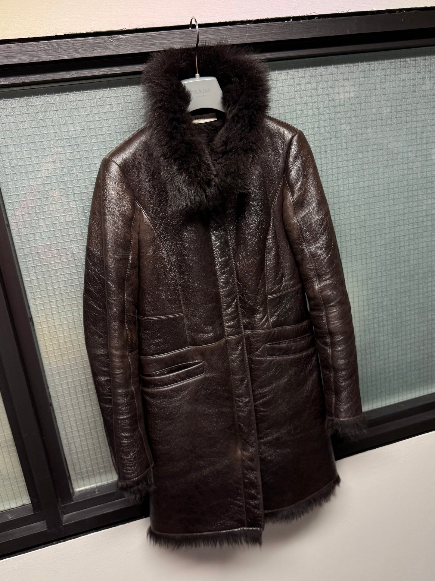 FW 07 Prada Fur Lined Leather Jacket