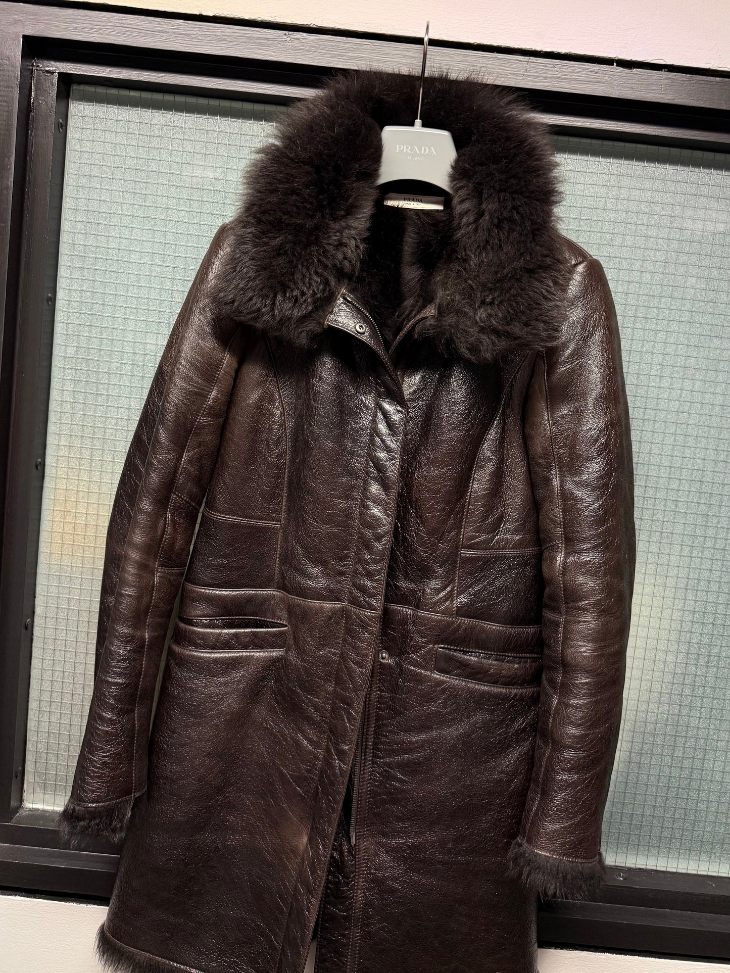 FW 07 Prada Fur Lined Leather Jacket