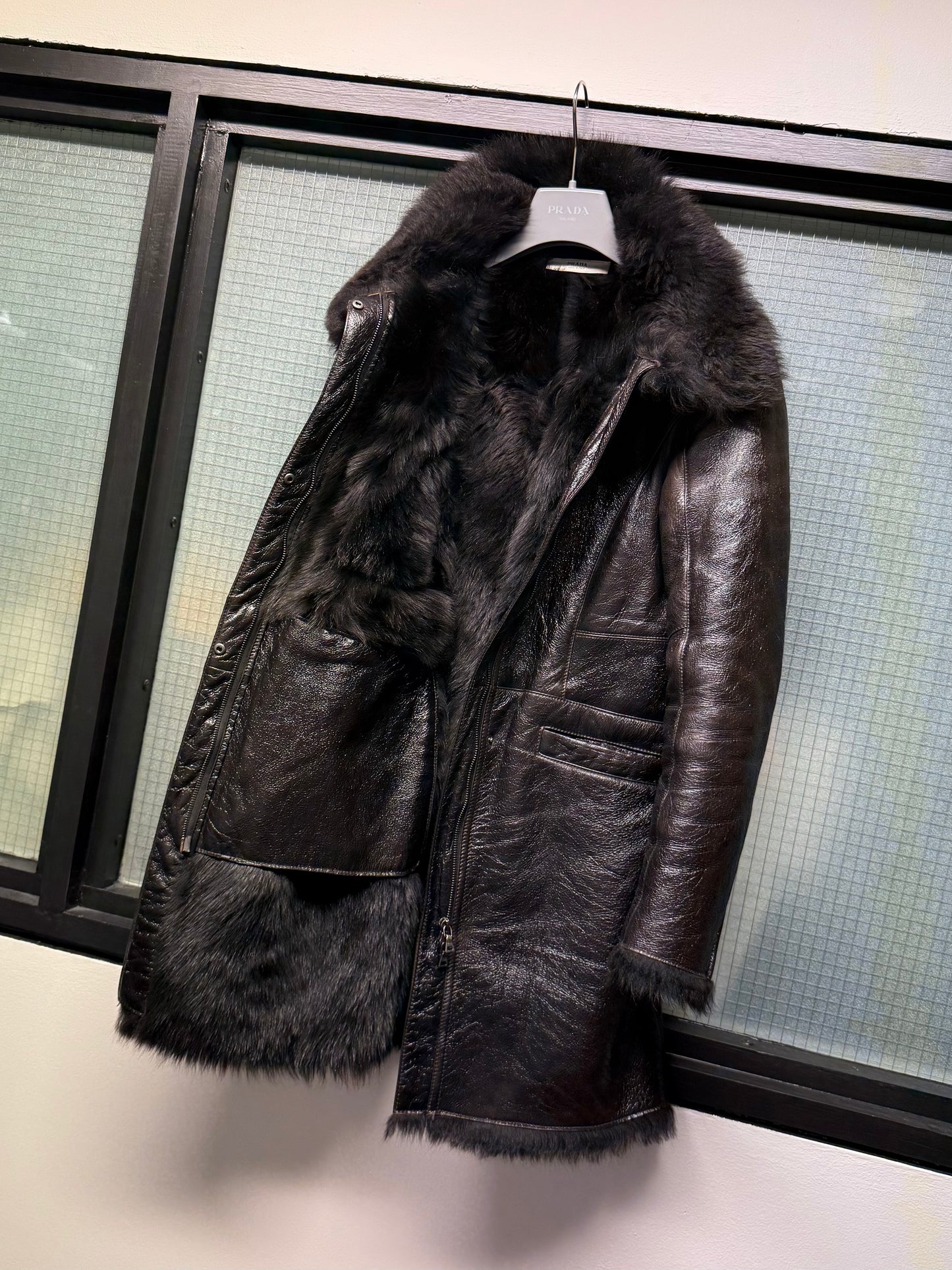 FW 07 Prada Fur Lined Leather Jacket