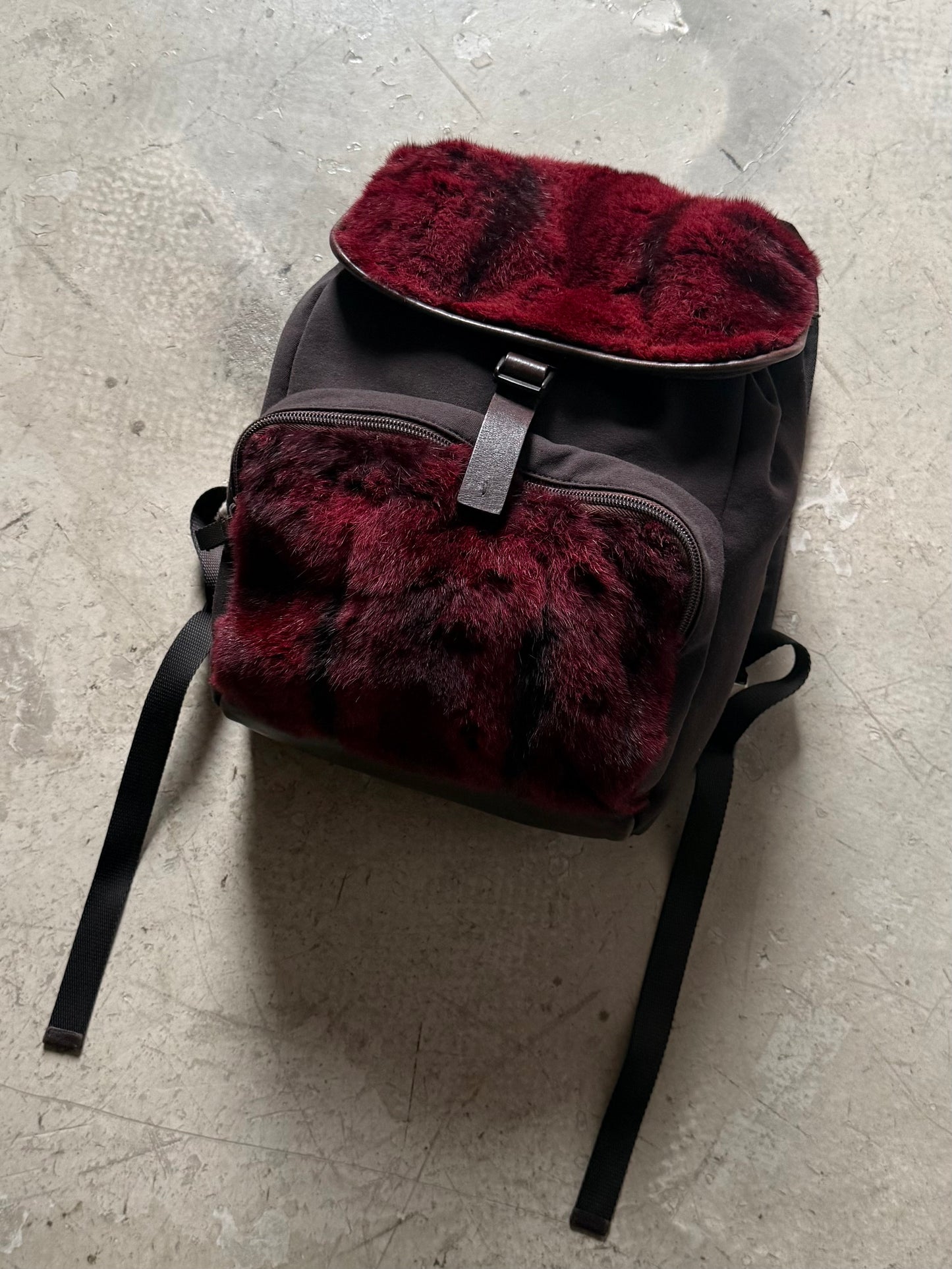 FW 99 Prada Sport Fur Panelled Backpack