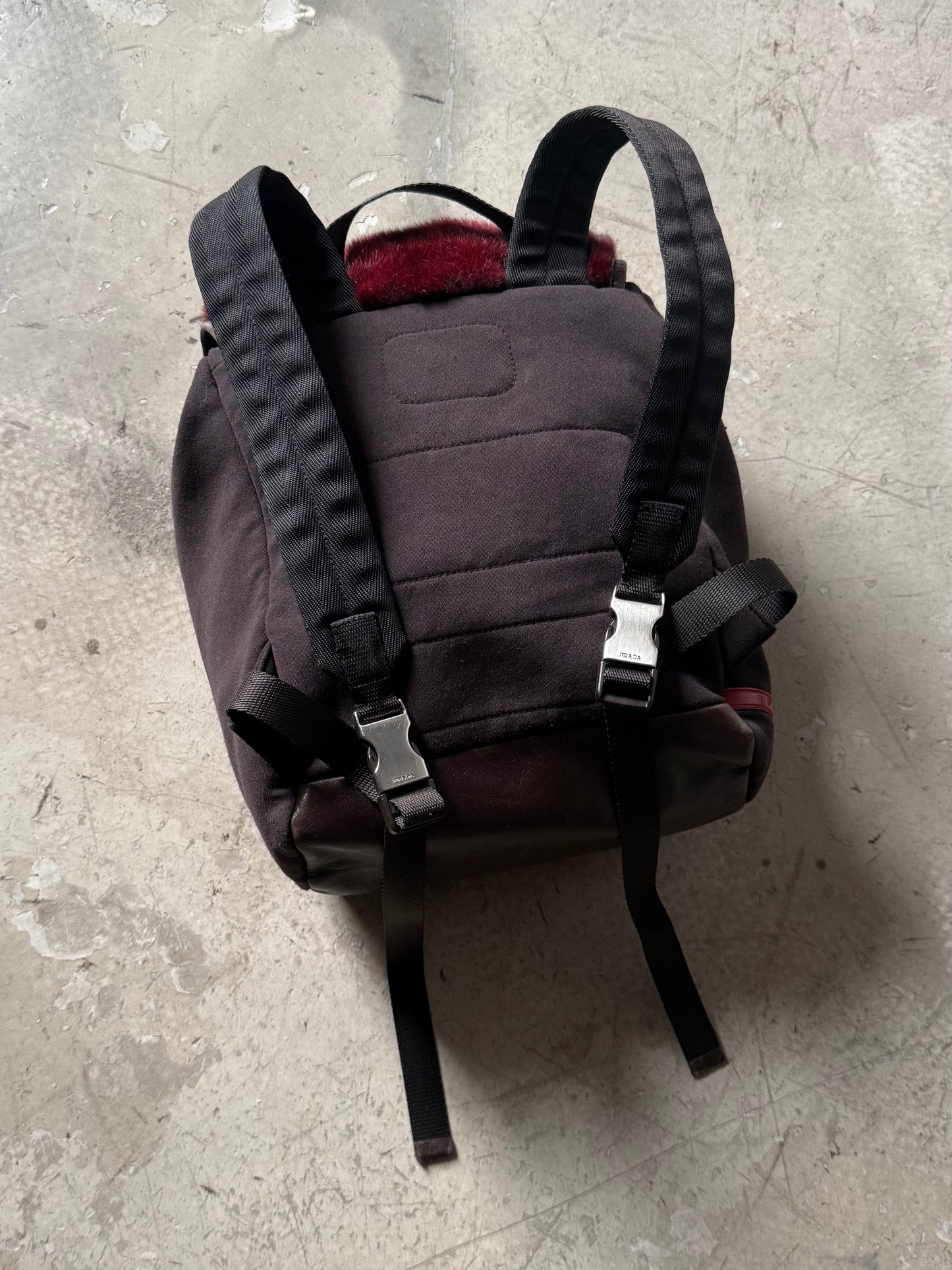 FW 99 Prada Sport Fur Panelled Backpack