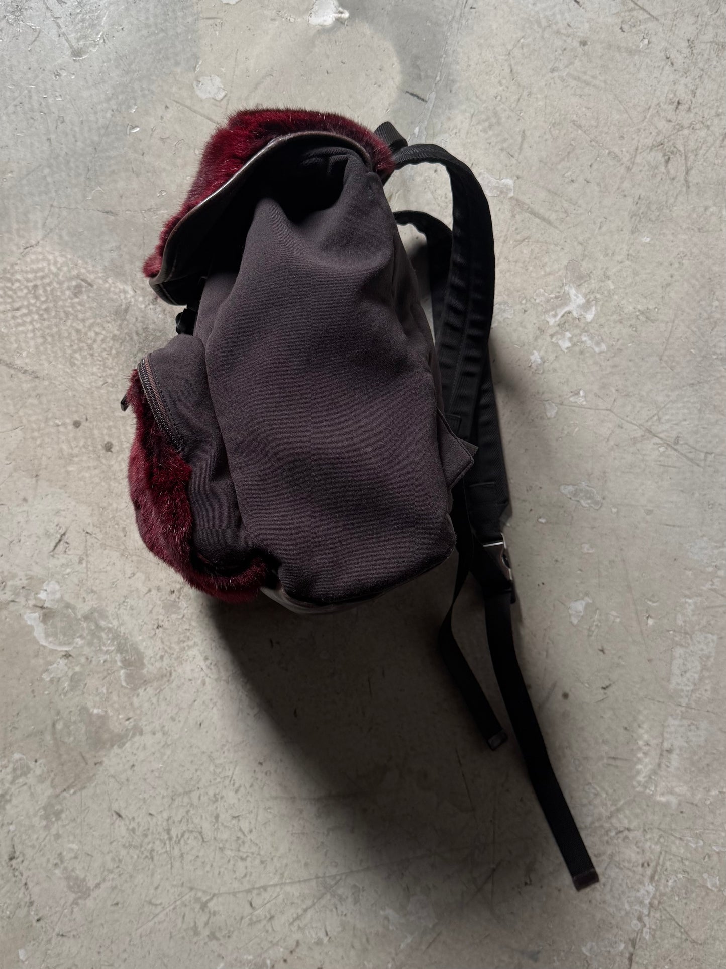 FW 99 Prada Sport Fur Panelled Backpack